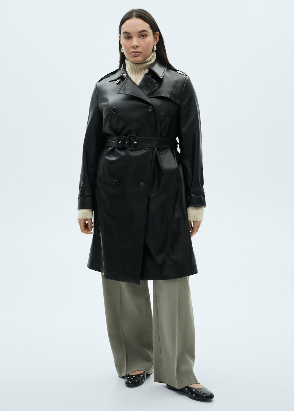 Leather-effect trench coat - Women | MANGO USA Leather-effect trench coat - Women | MANGO USA