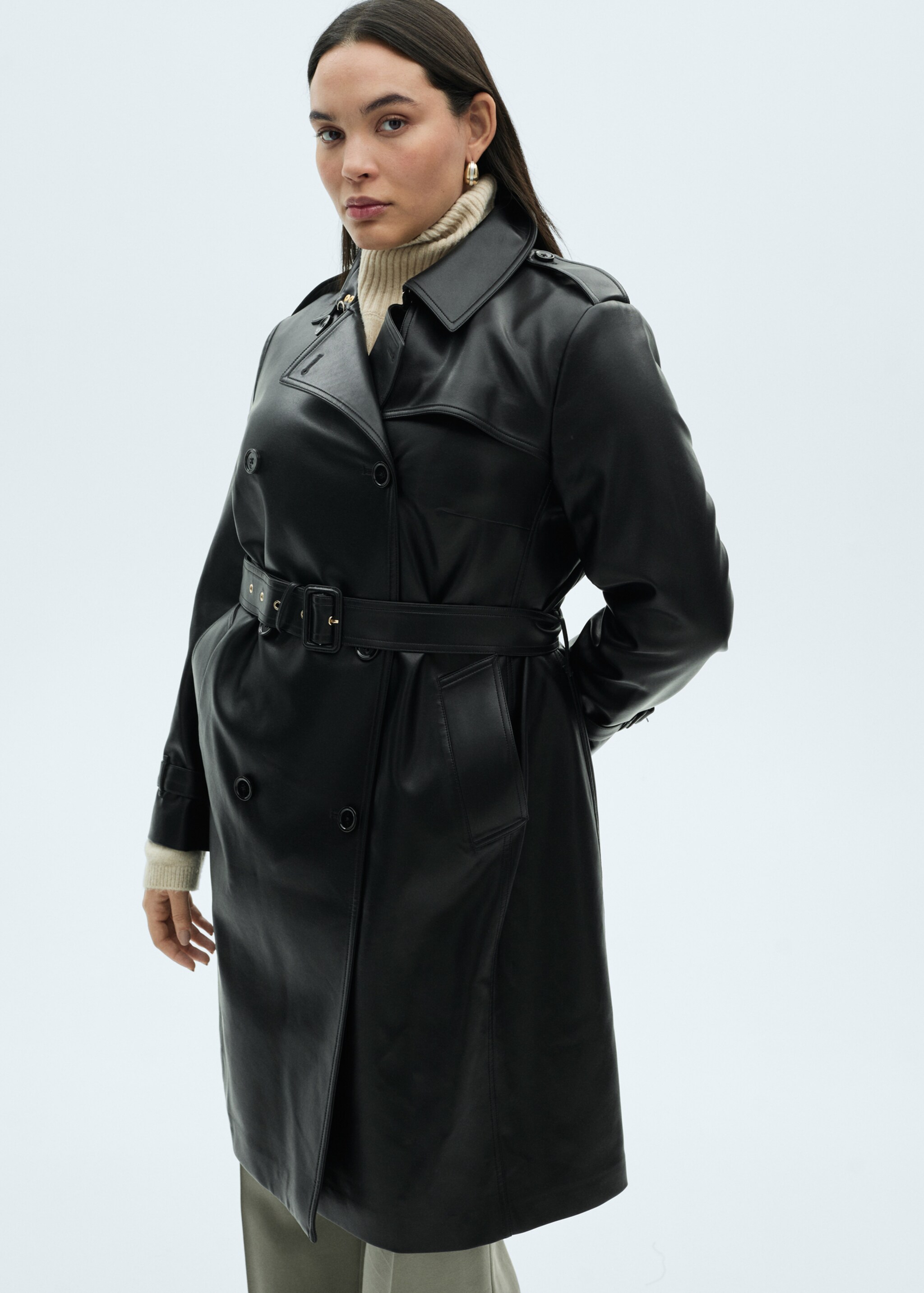 Leather-effect trench coat - Details of the article 4