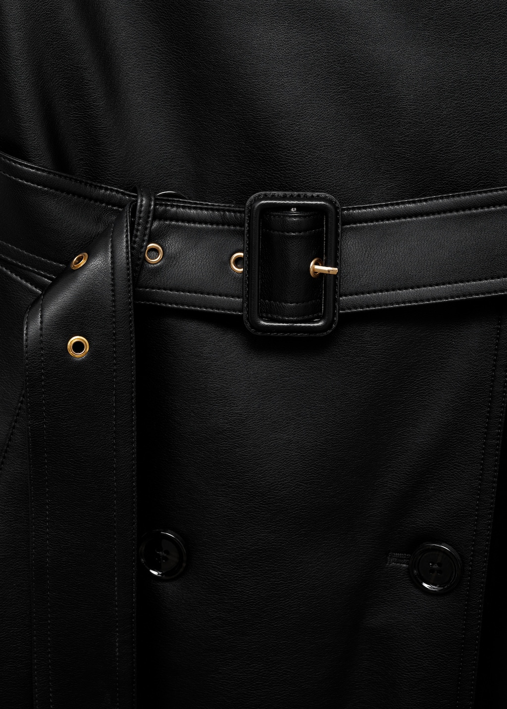Faux-leather trench coat