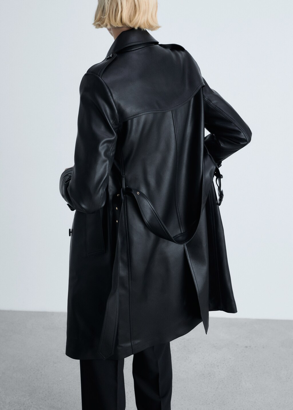 Leather-effect trench coat - Women | MANGO USA Leather-effect trench coat - Women | MANGO USA