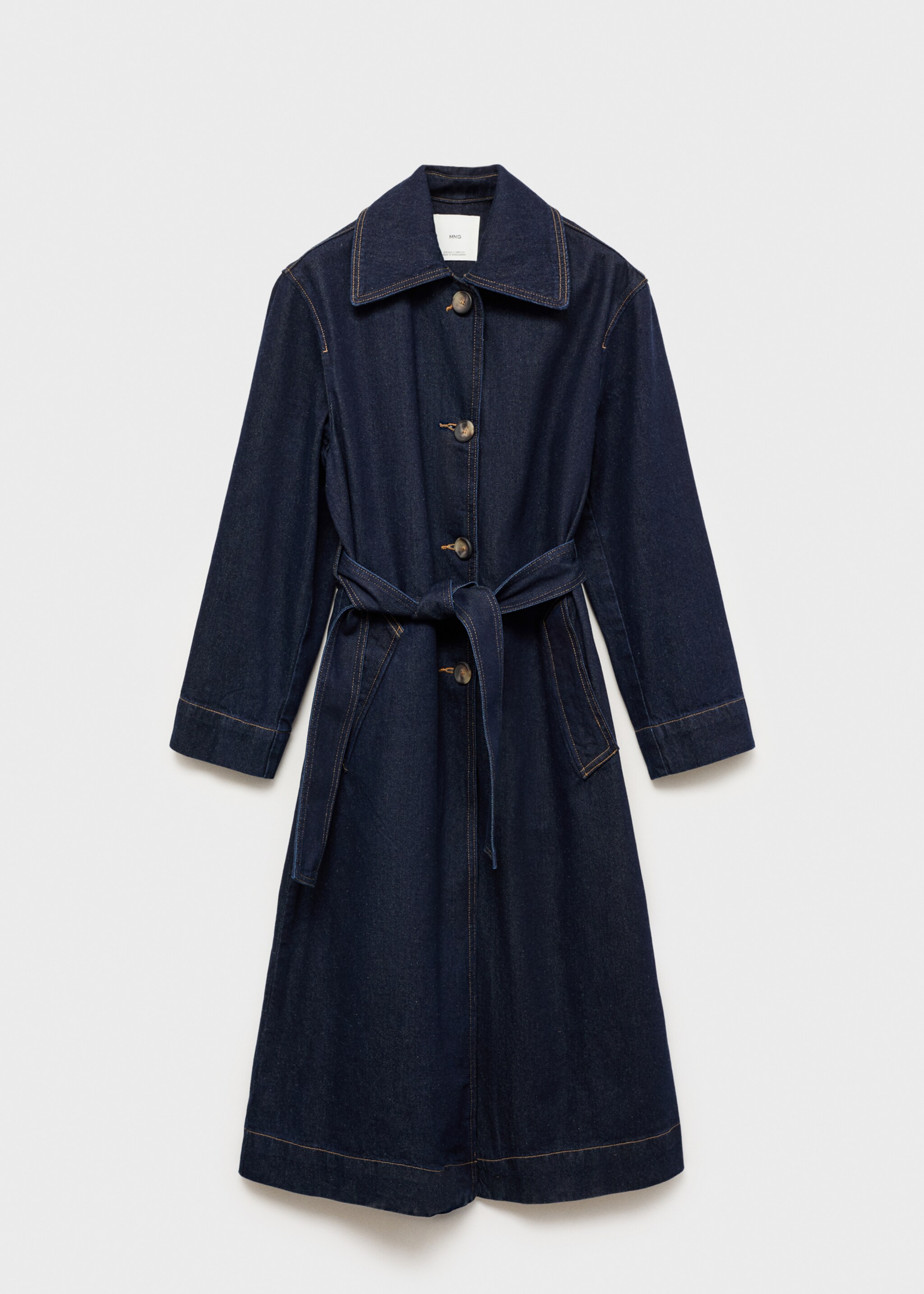 Long rinse-wash denim trench coat - Article without model