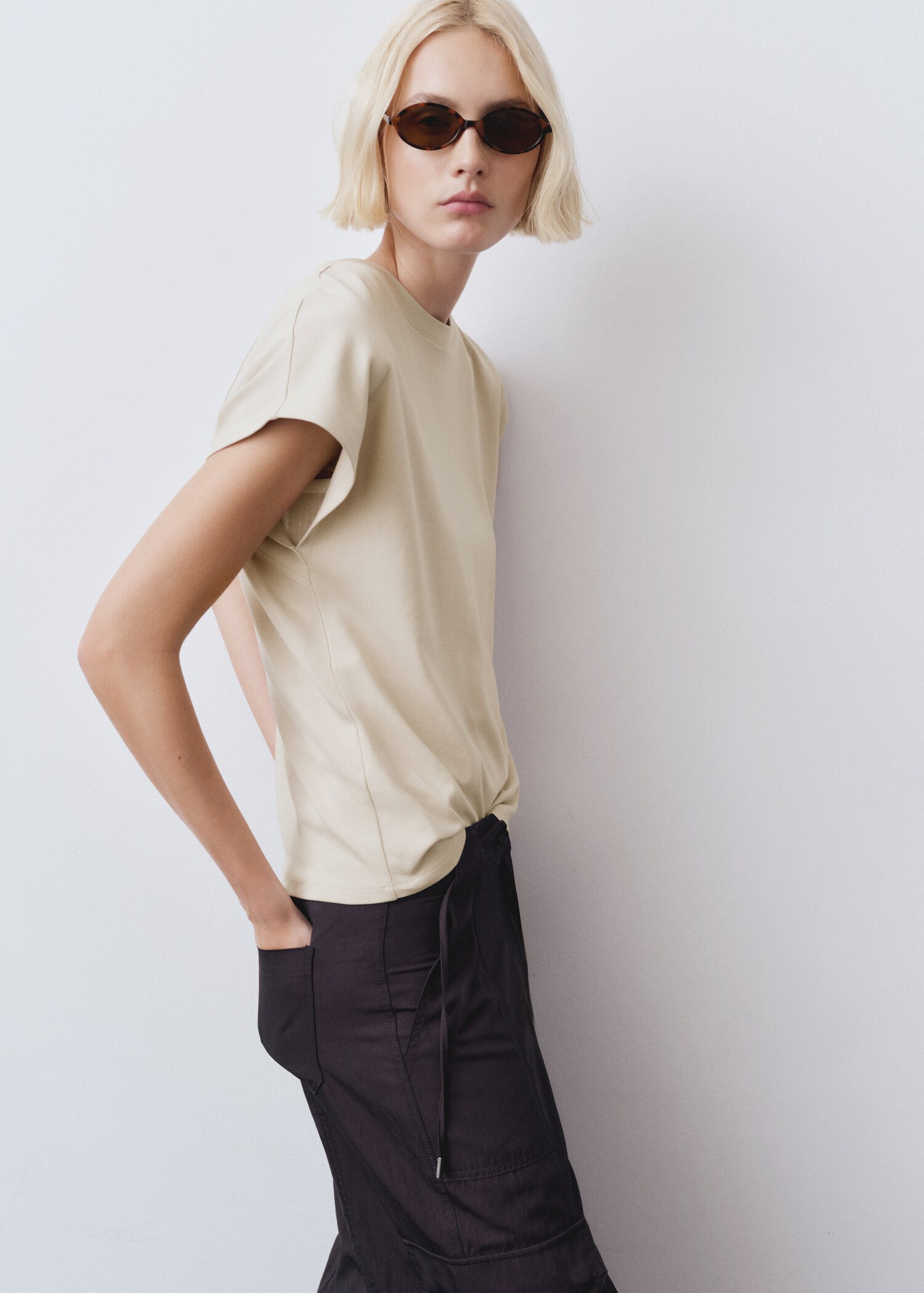 Katoenen T-shirt met ronde hals - Middenvlak