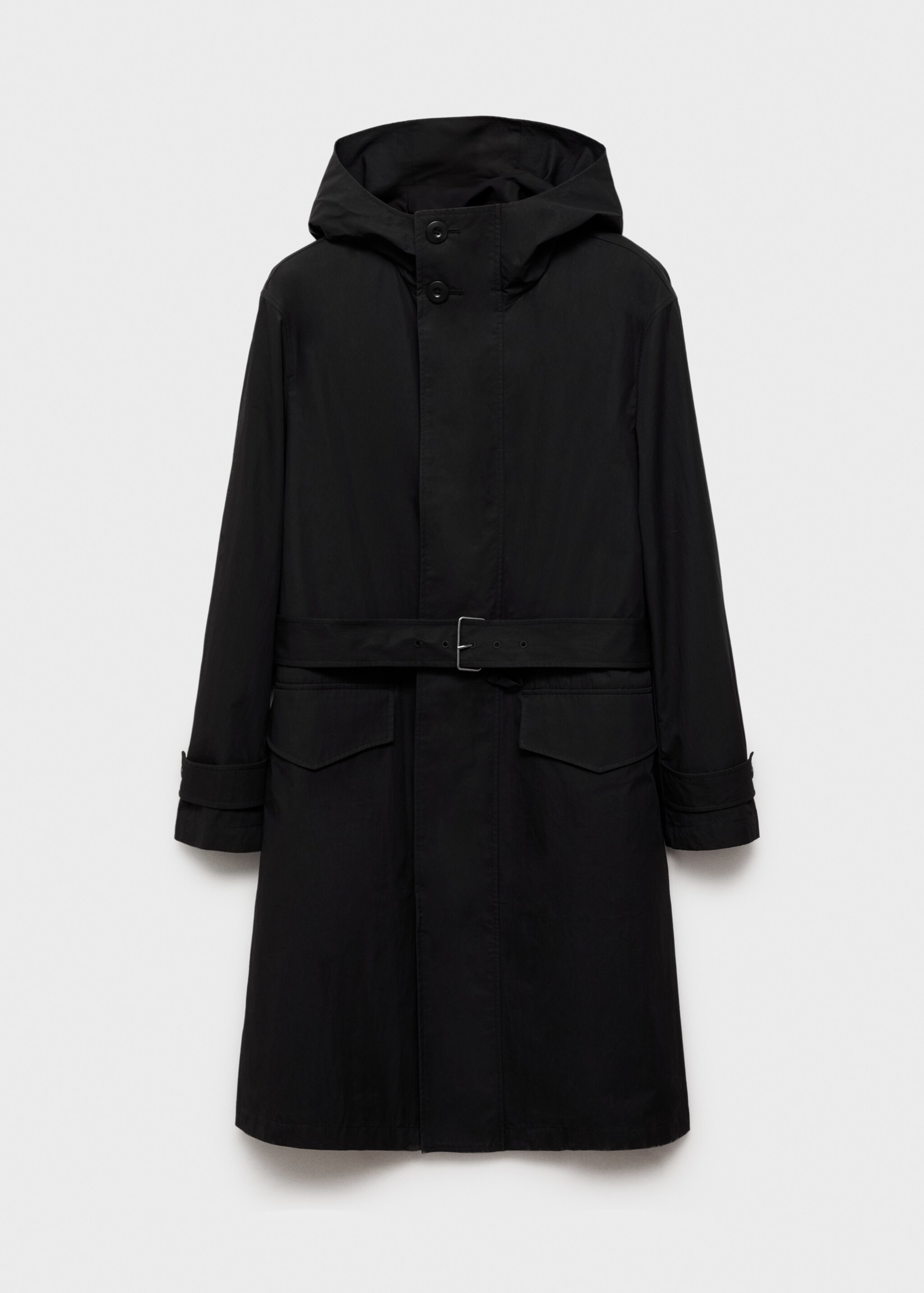 Trench coat with belt and hood - Article without model