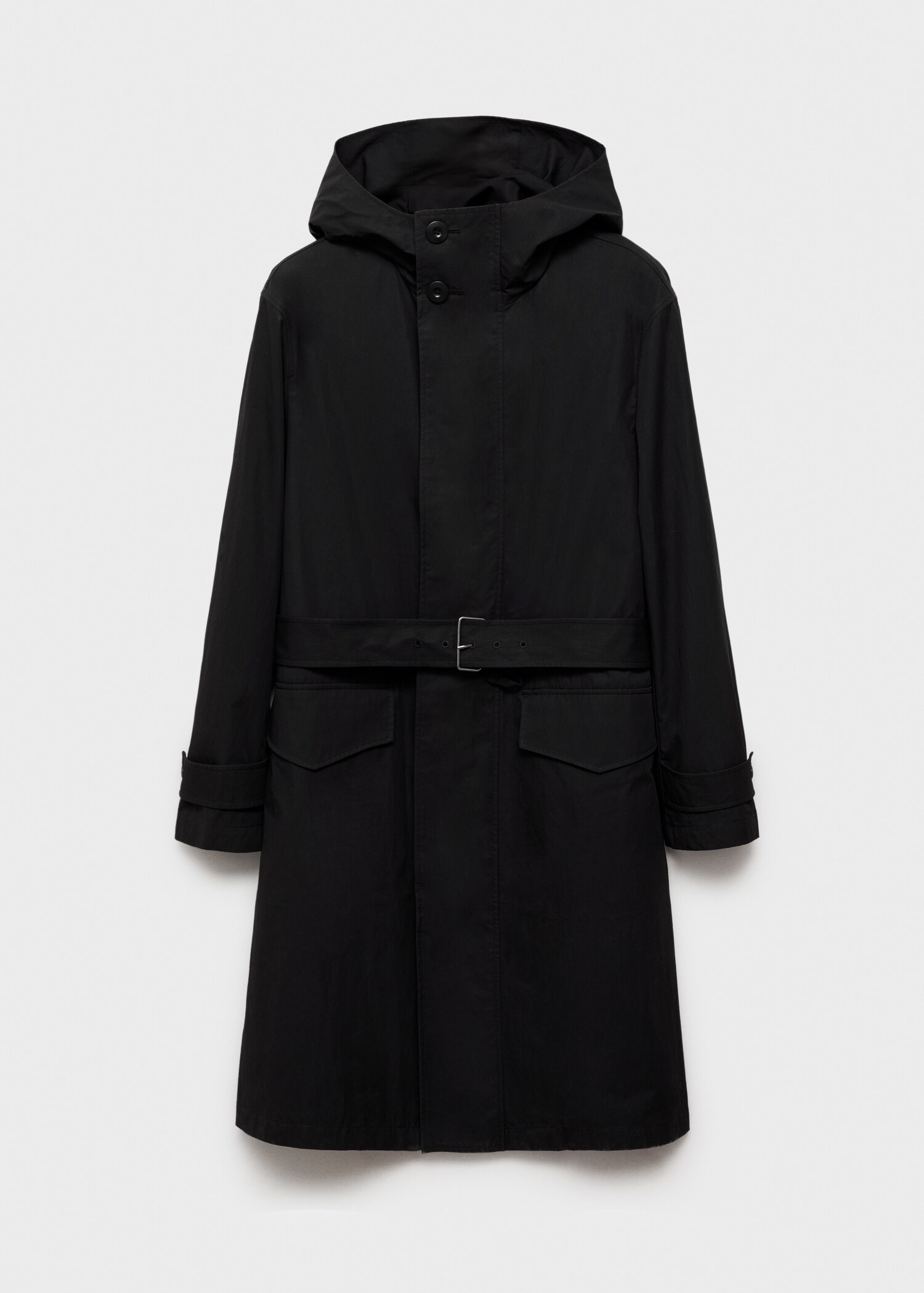 Trenchcoat met capuchon en ceintuur - Artikel zonder model