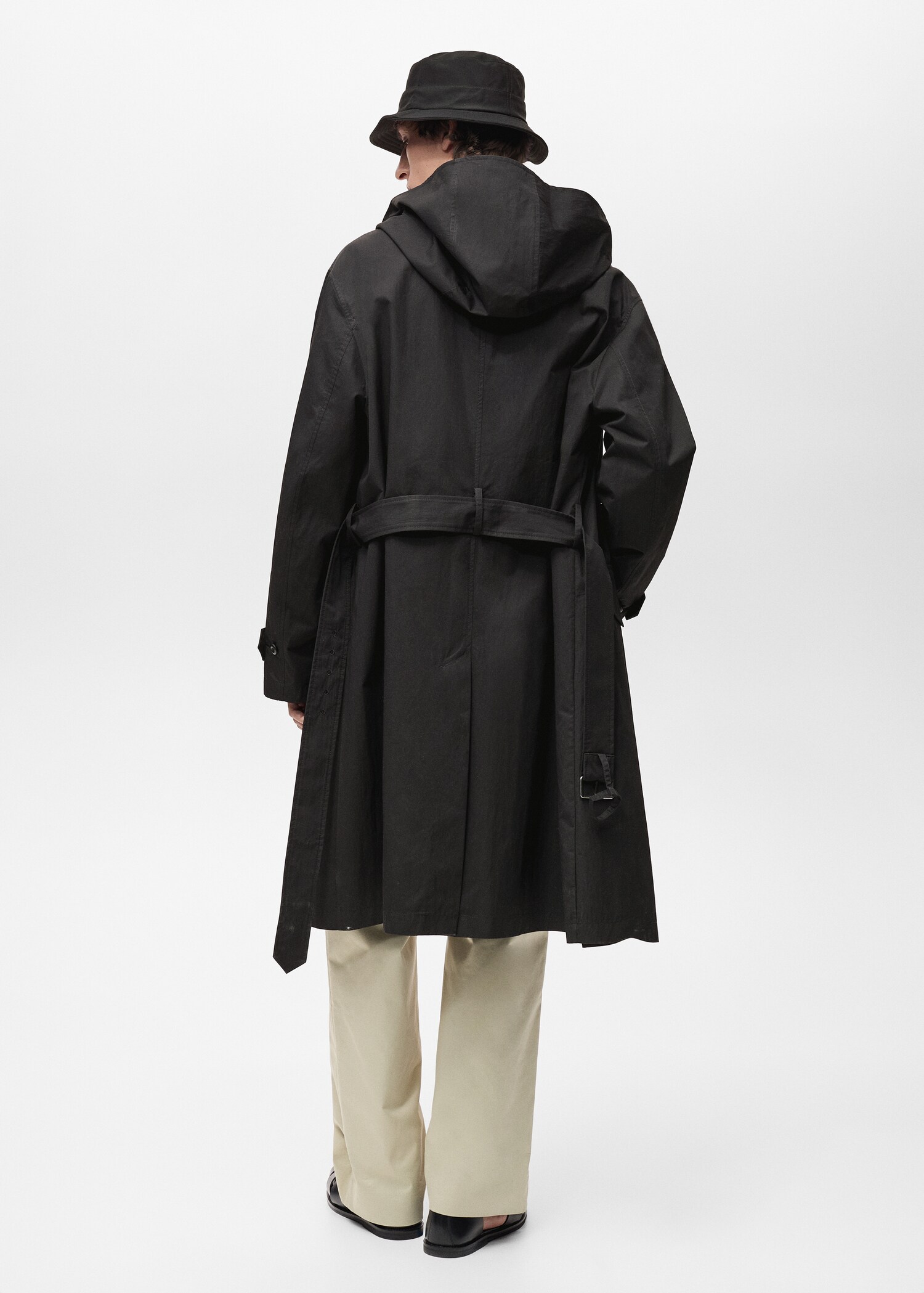 Trenchcoat met capuchon en ceintuur - Achterkant van het artikel
