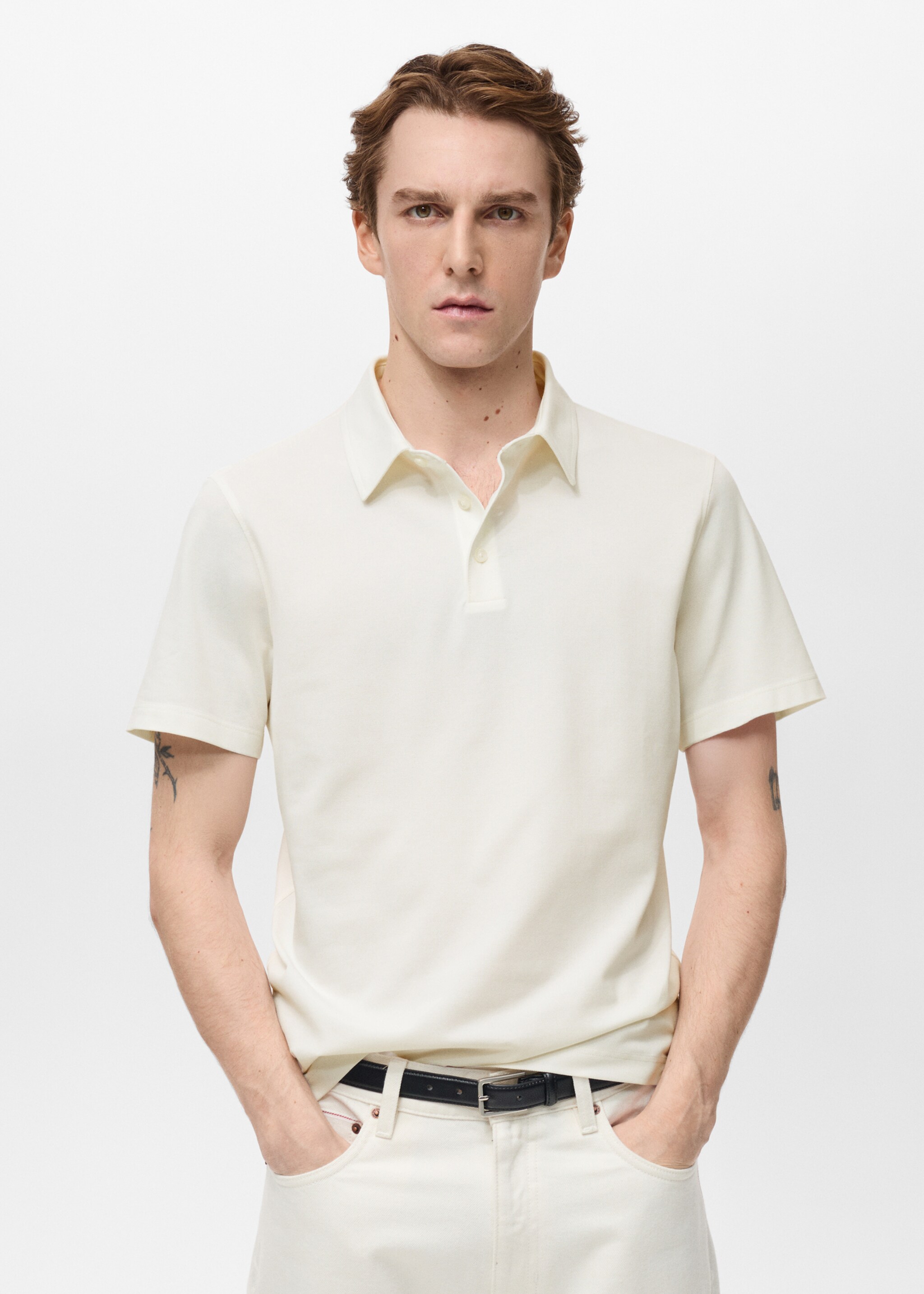 Slim-fit cotton-piqué polo shirt - Medium plane