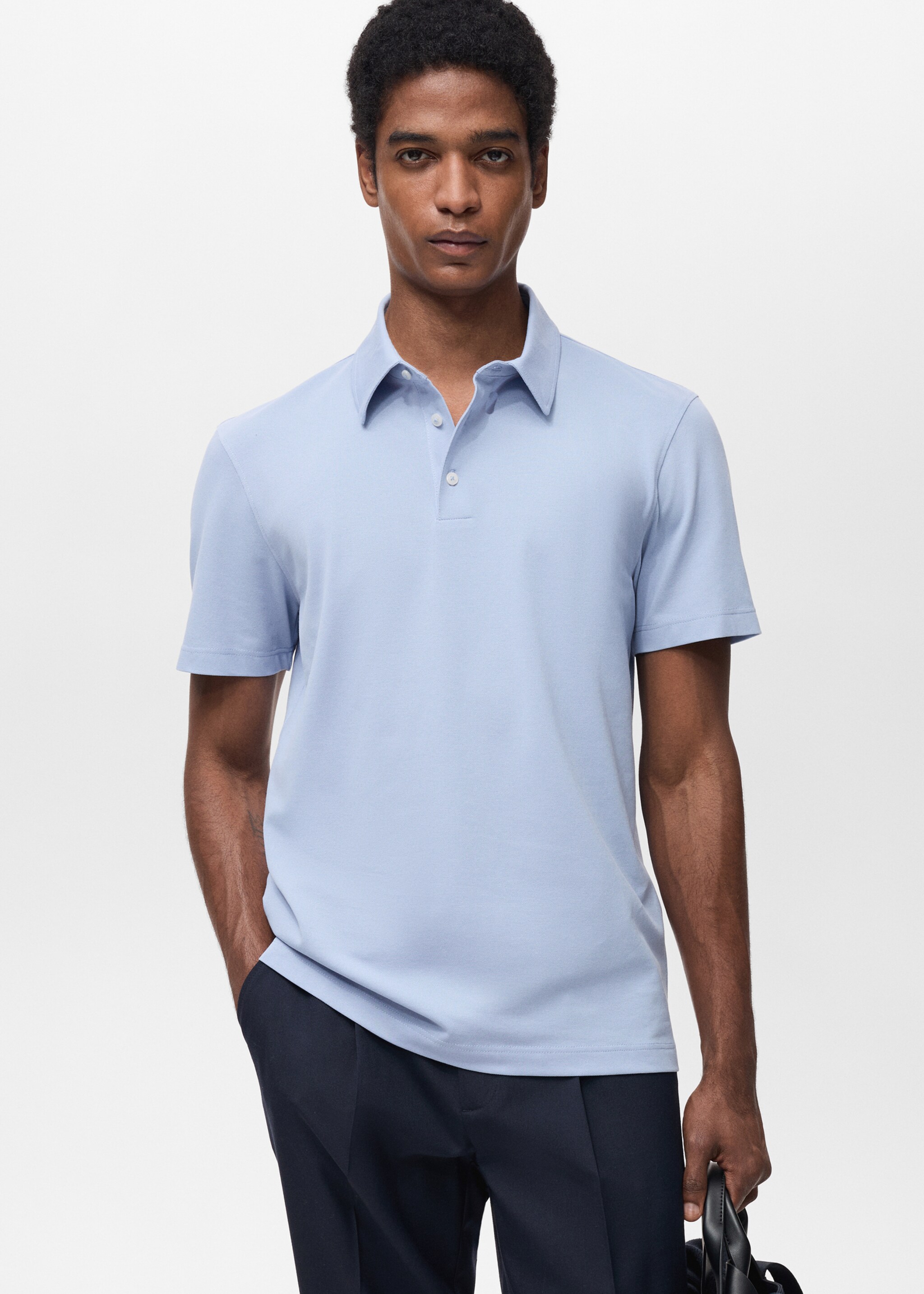 Slim-fit cotton-piqué polo shirt - Medium plane