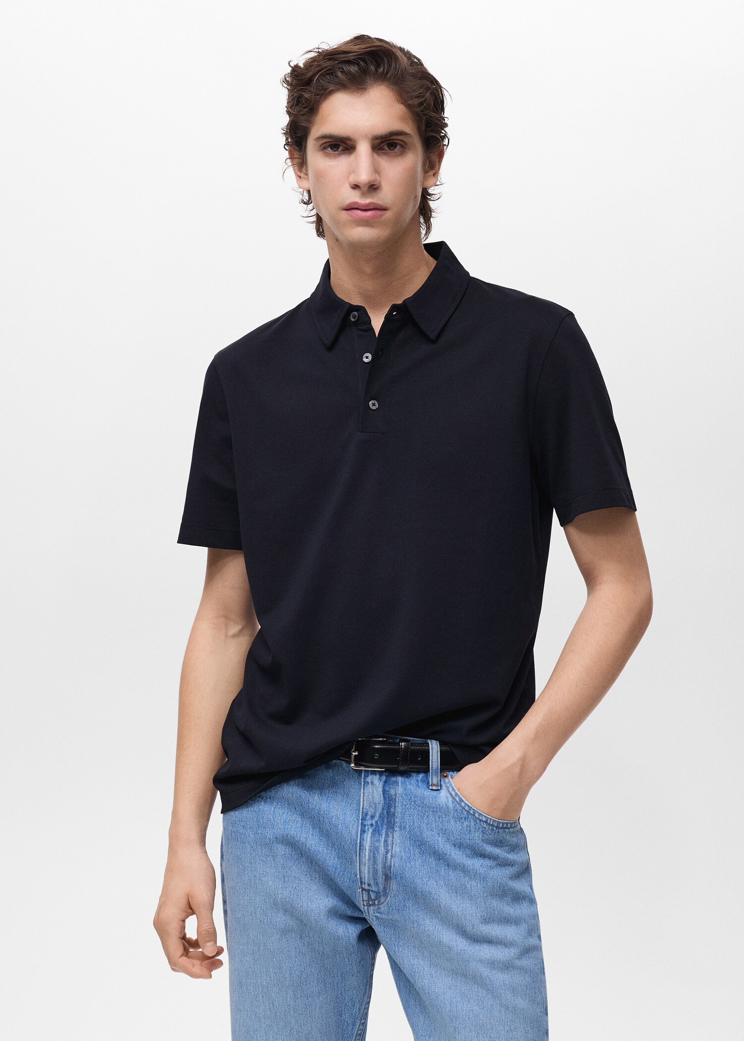 Slim-fit cotton-piqué polo shirt - Medium plane