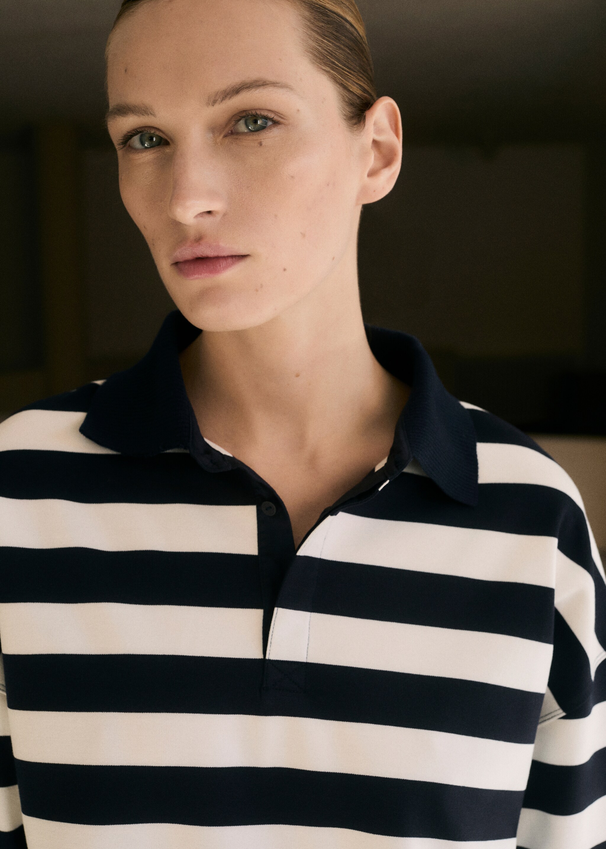Striped polo-neck sweatshirt - Details of the article 1