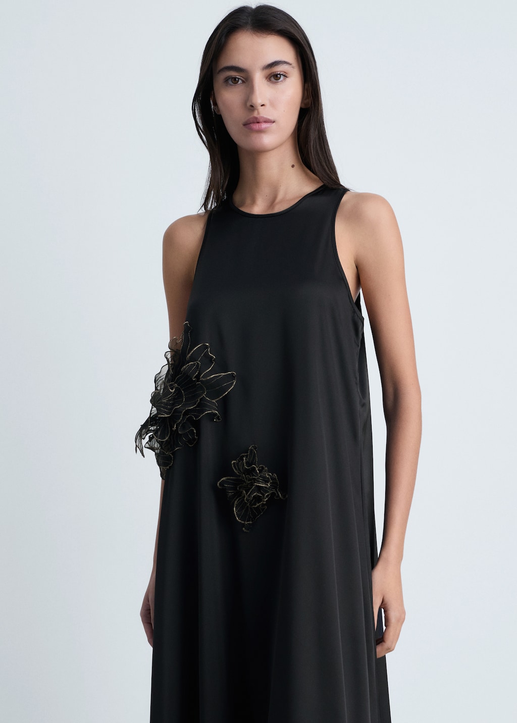 Mango Satin maxi-flower dress