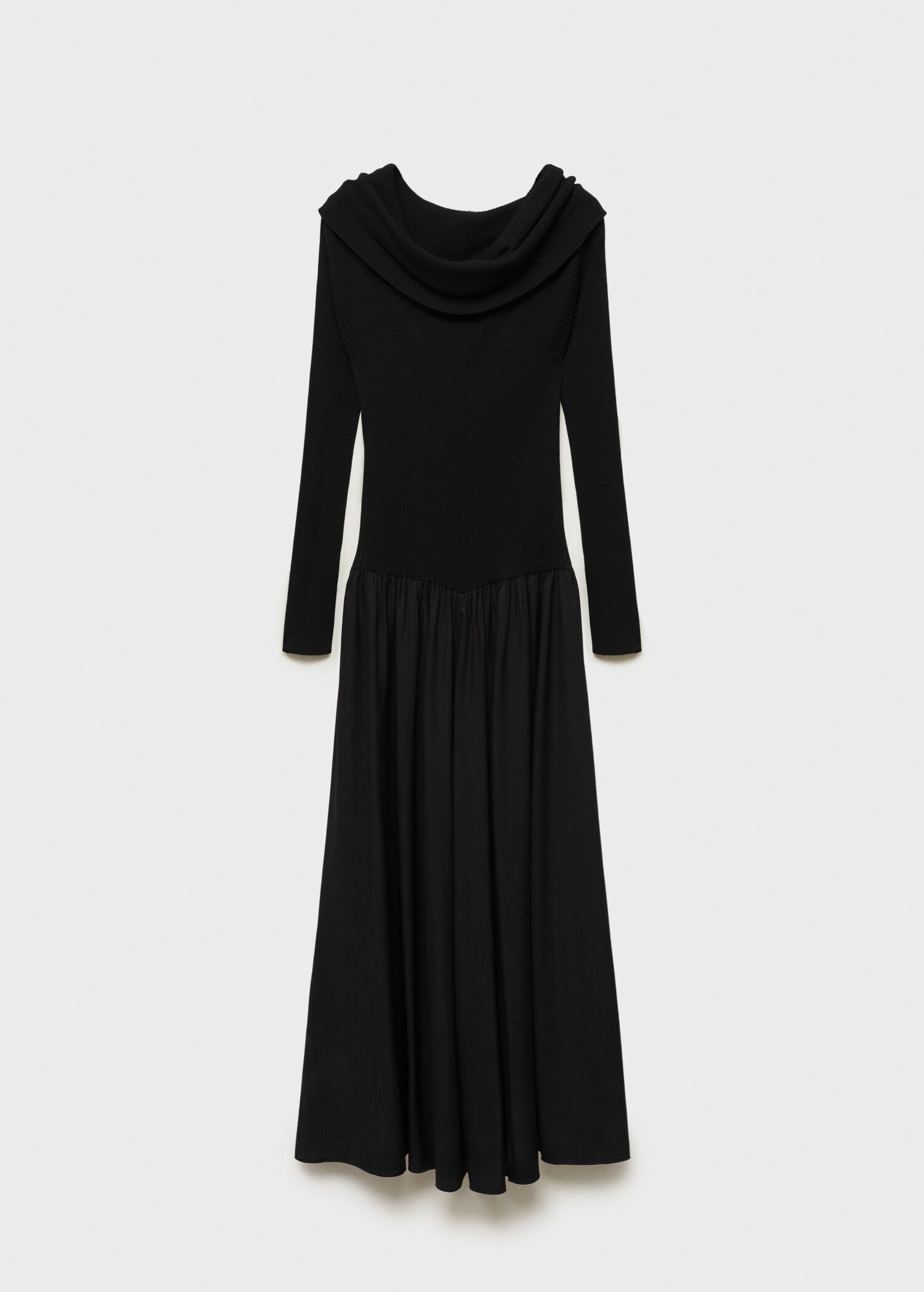 Schulterfreies Kleid aus kombiniertem Stoff - Artikel ohne Model