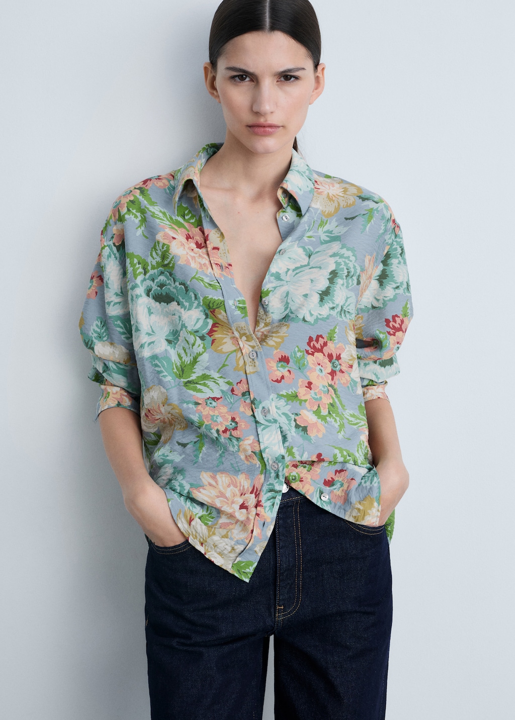 Regular floral-print shirt - Women | MANGO USA Regular floral-print shirt - Women | MANGO USA