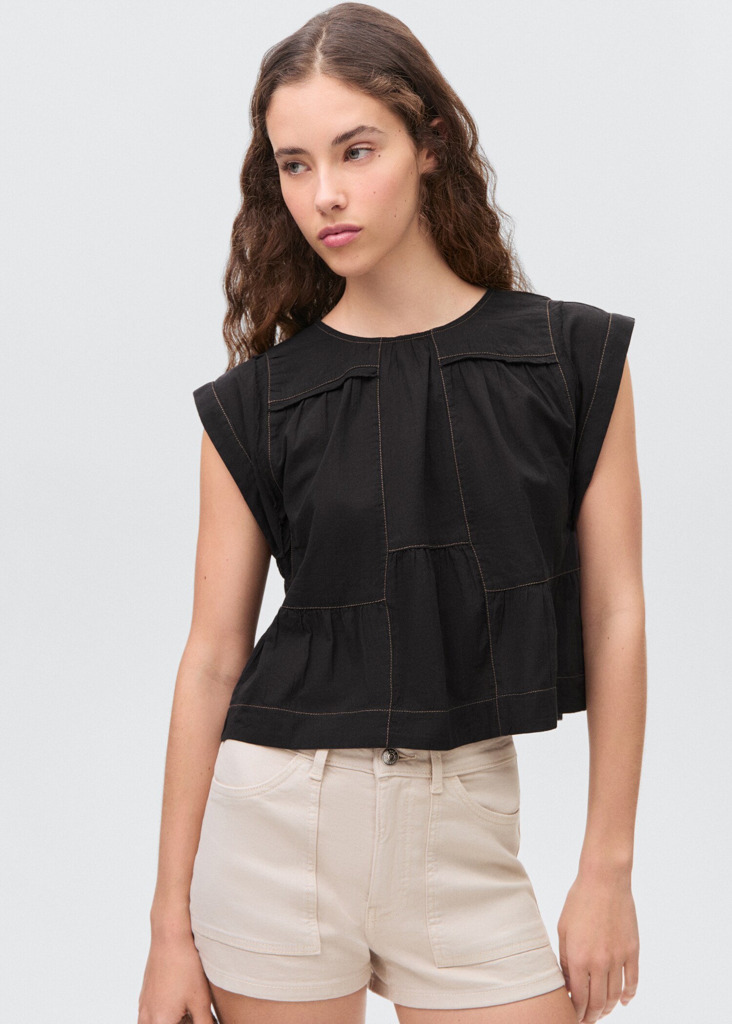 Decorative seam blouse - Medium plane