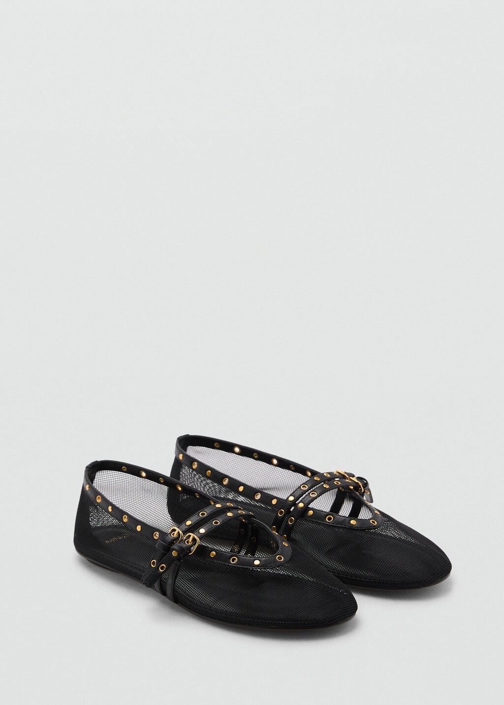 Mesh ballet flats with die-cut details