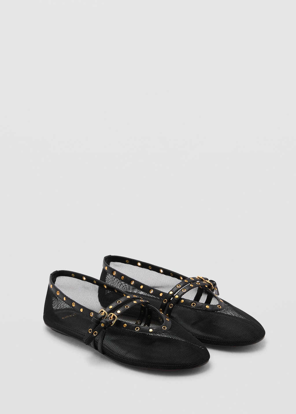 Mesh ballet flats with die-cut details