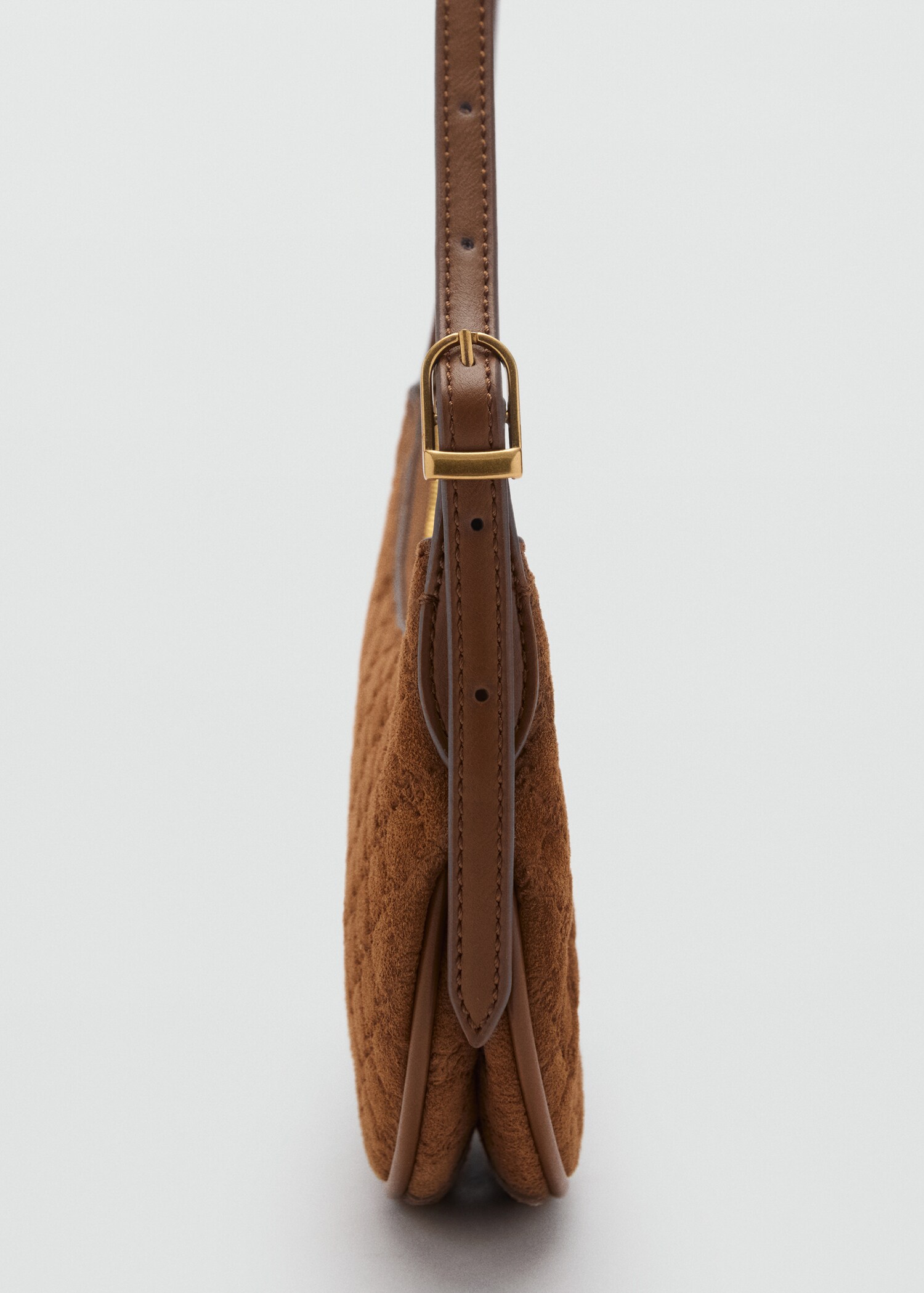 Suede shoulder bag with logo print - Details of the article 1