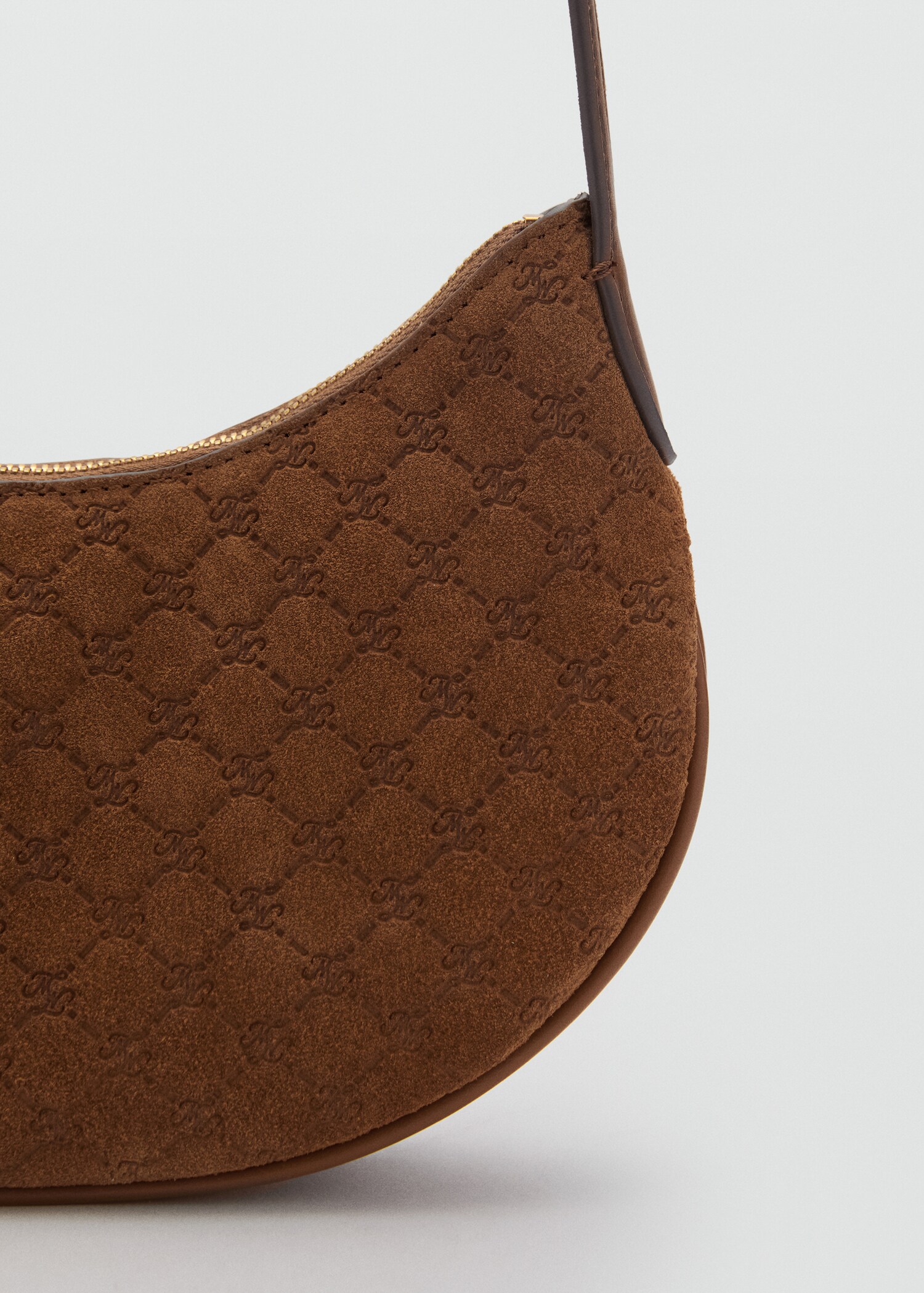 Suede shoulder bag with logo print - Details of the article 2