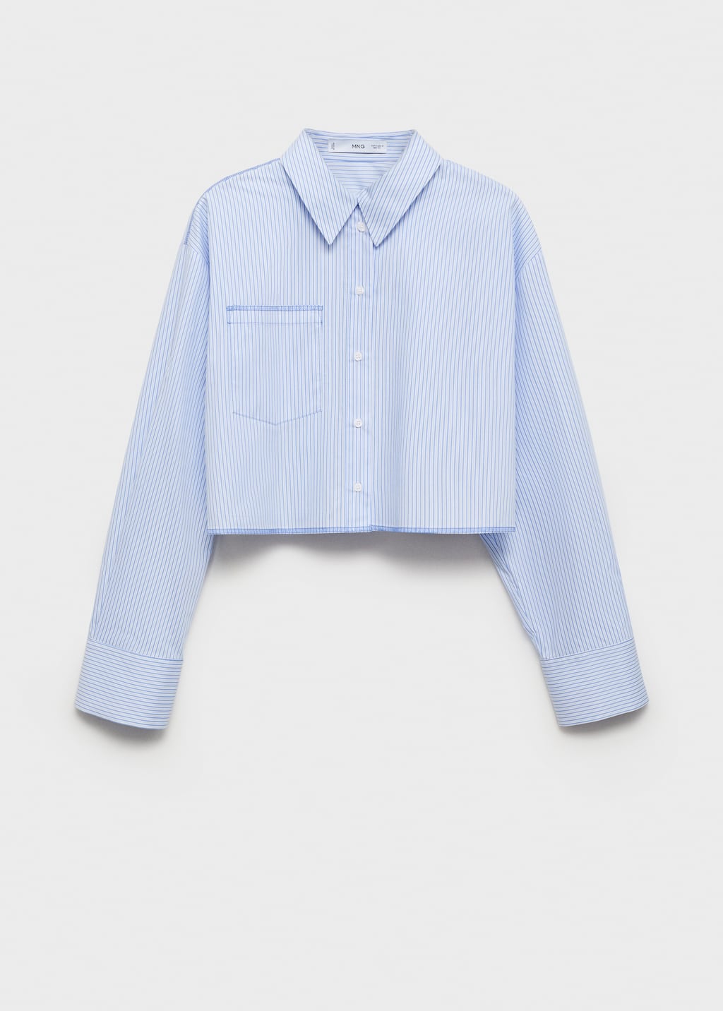 Striped crop shirt with seam details - Women | MANGO USA Striped crop shirt with seam details - Women | MANGO USA