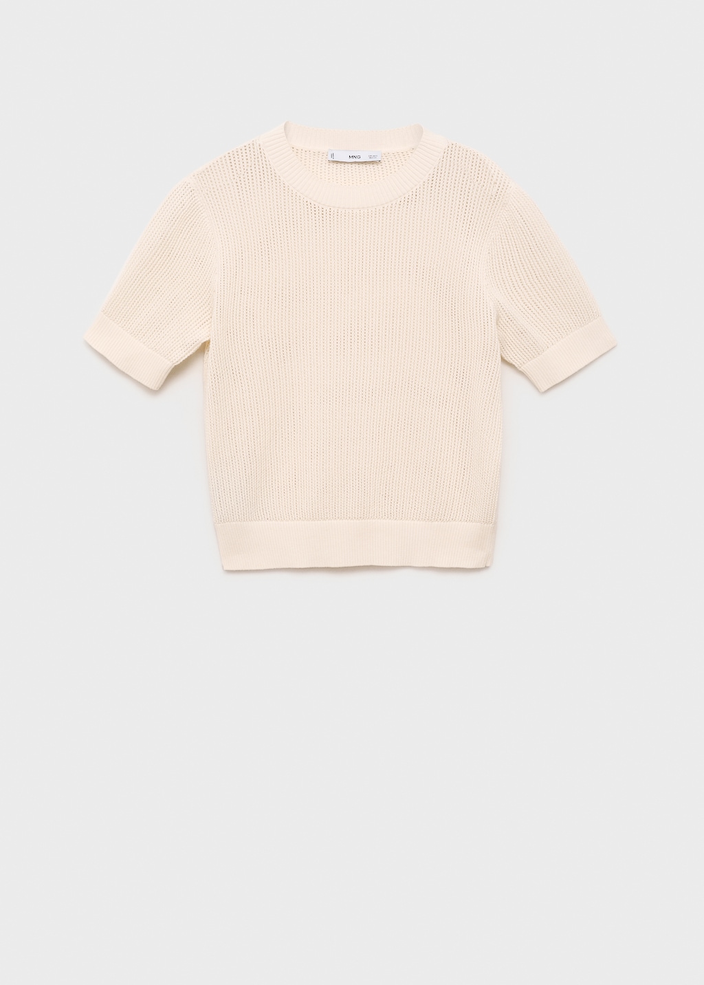 Short-sleeved openwork knitted sweater - Women | MANGO USA