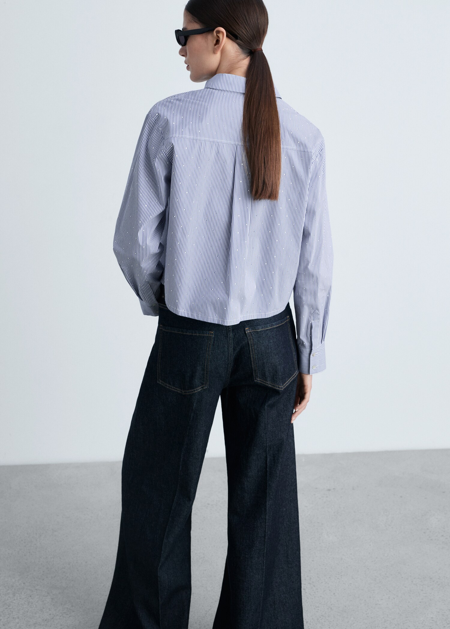 Camicia a righe con dettagli strass - Retro dell'articolo
