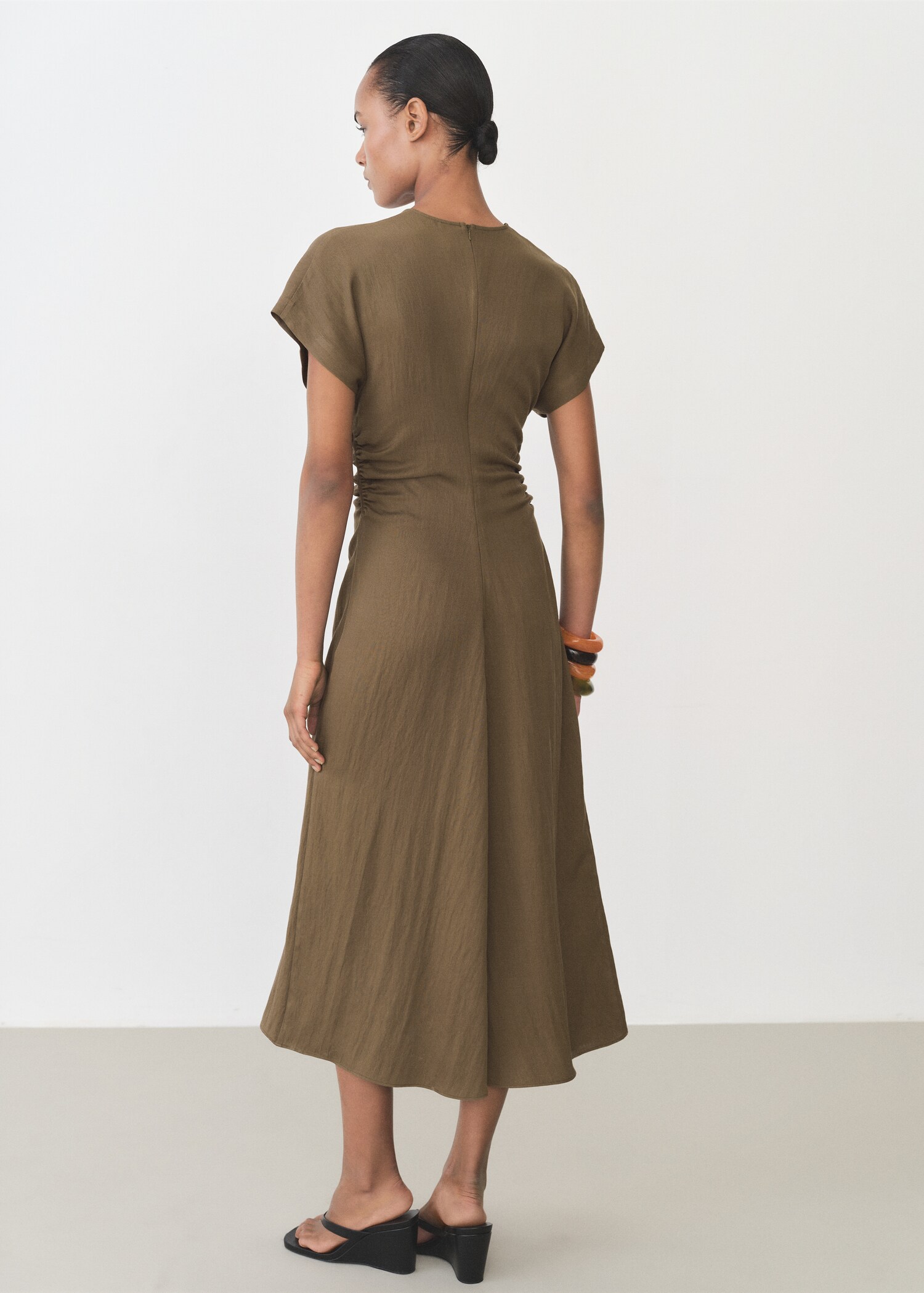 Lyocell-blend dress with draped details - Women | MANGO United Kingdom