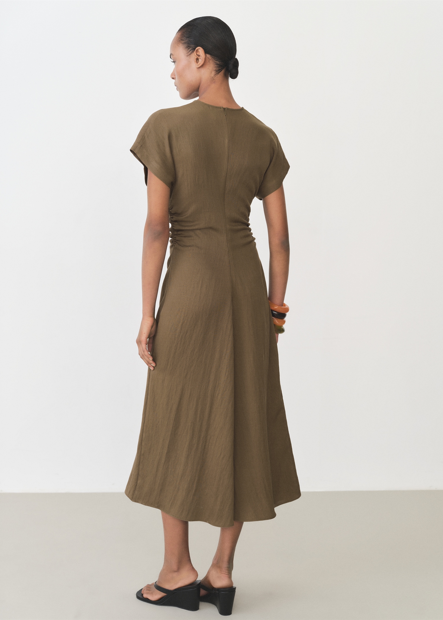 Lyocell-blend dress with draped details - Women | MANGO United Kingdom