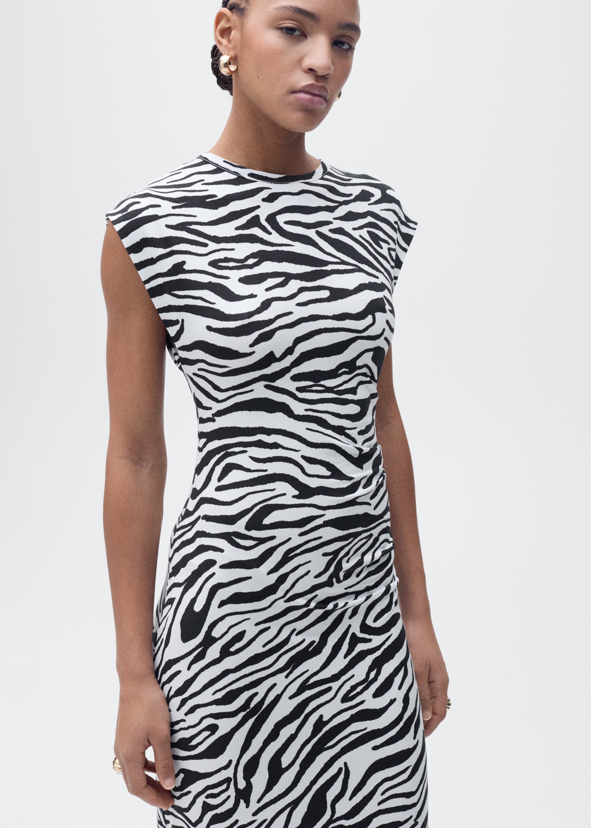 Zebra-print fitted midi-dress - Medium plane