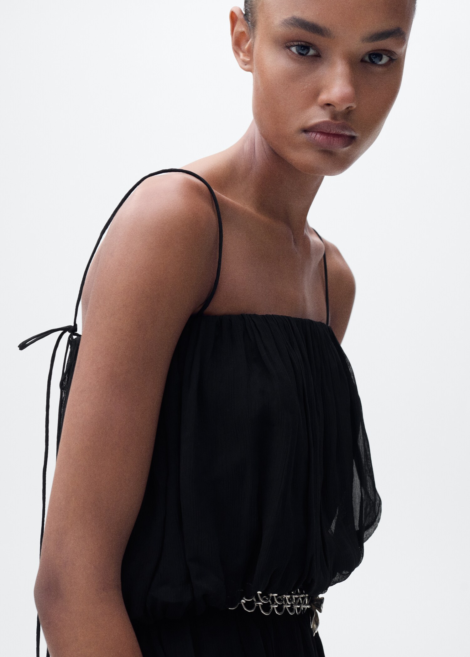 Gathered balloon dress - Details of the article 1
