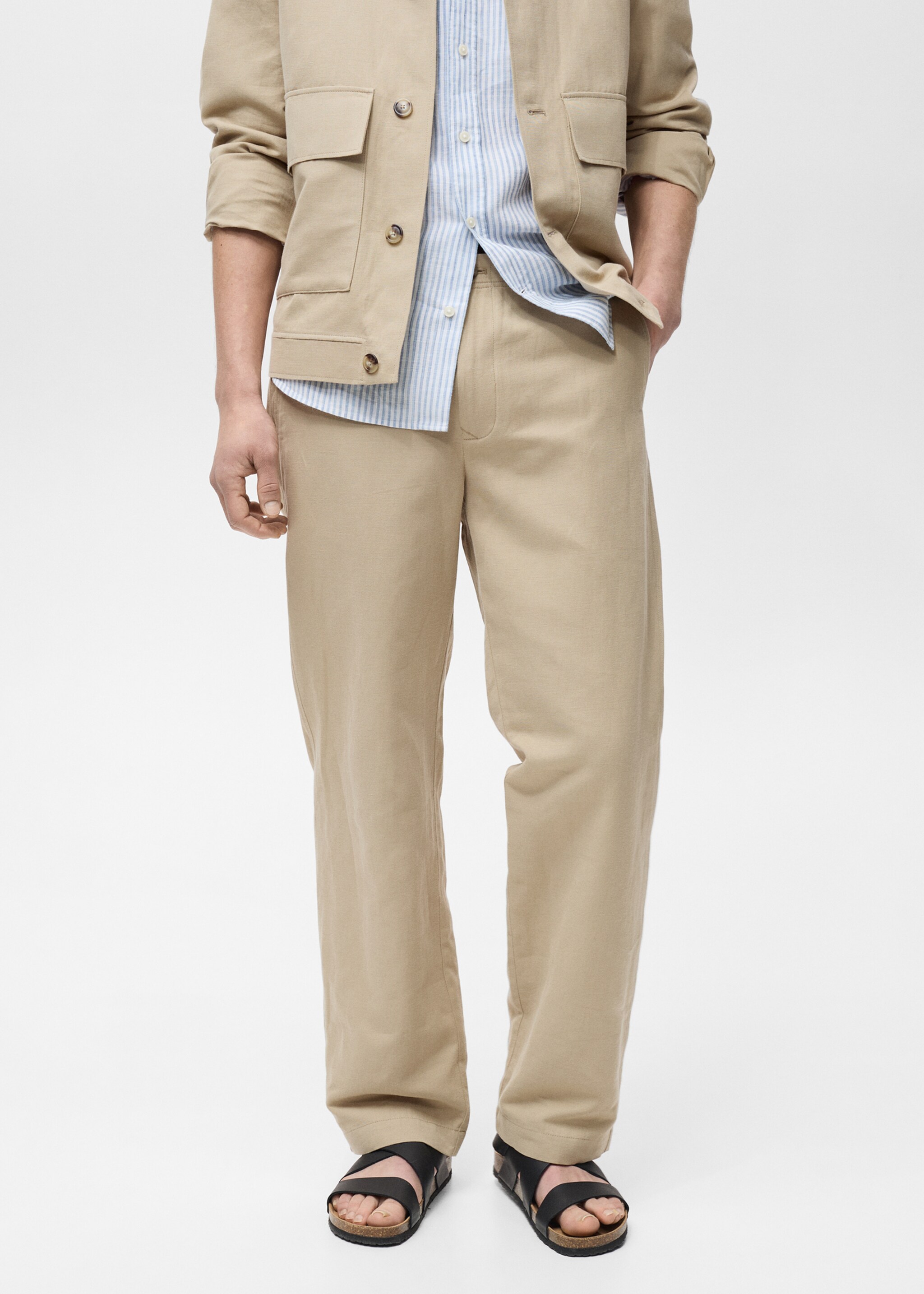 Regular-fit linen trousers - Medium plane