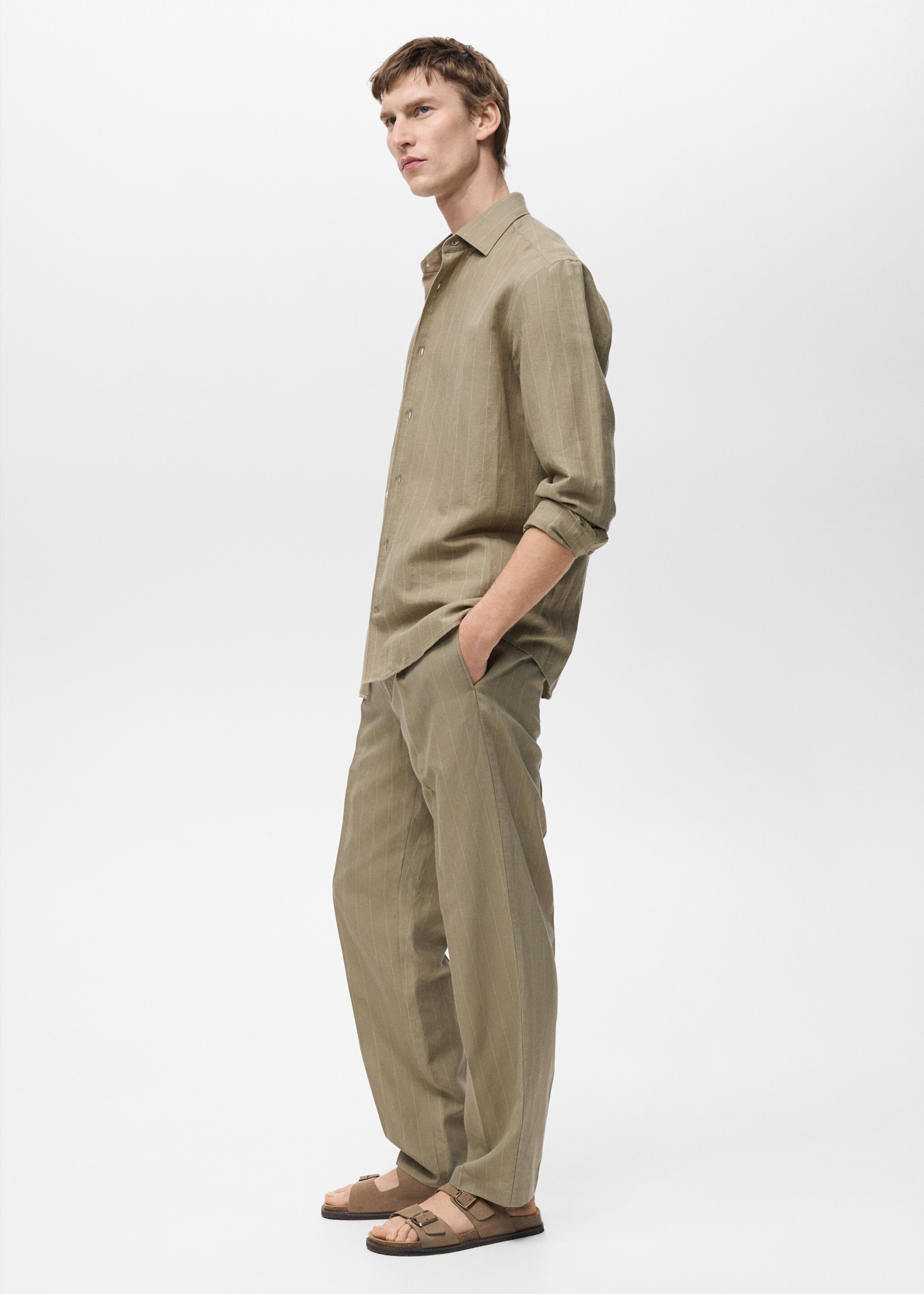 Pinstripe linen trousers - Details of the article 2