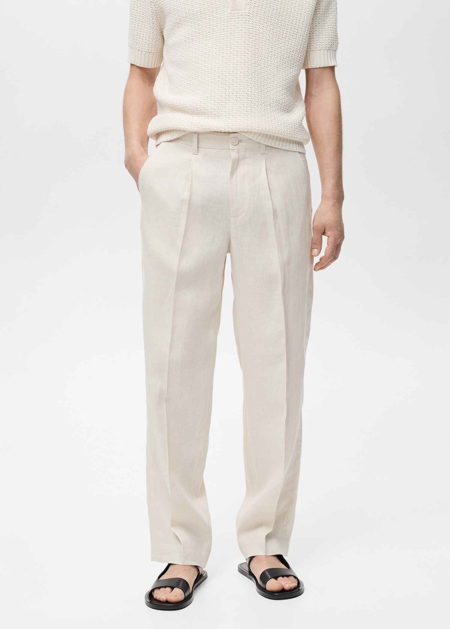 Pleated Trousers Linen Suit Trousers Mens Cotton Linen Trousers