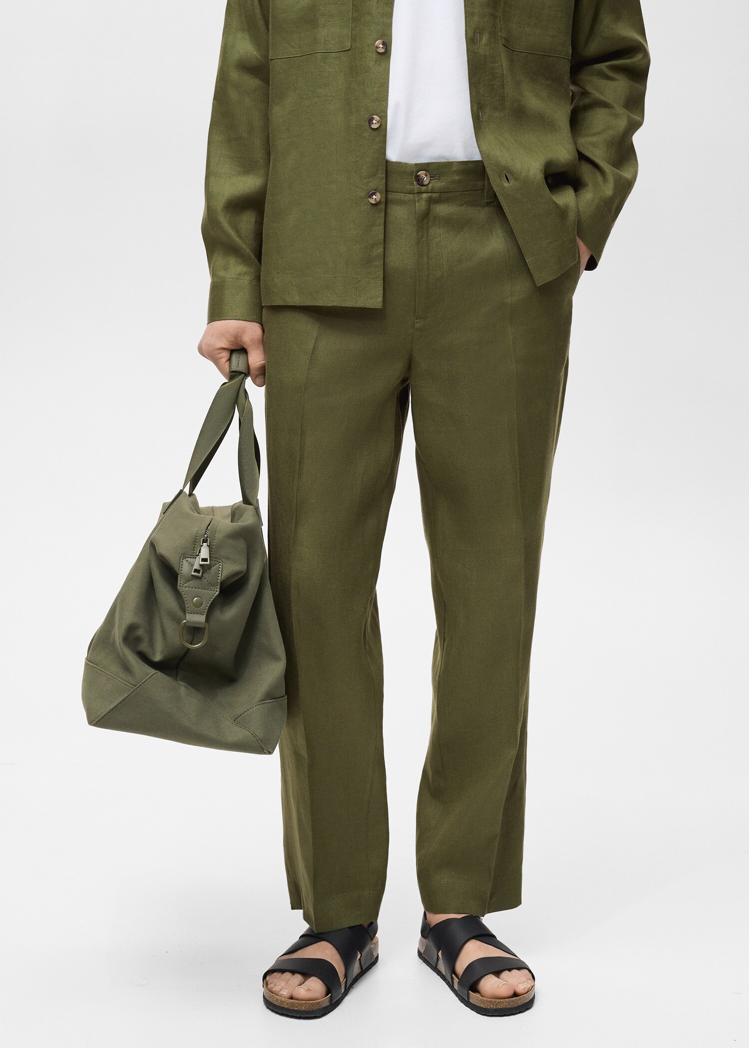 100% linen regular-fit trousers - Medium plane