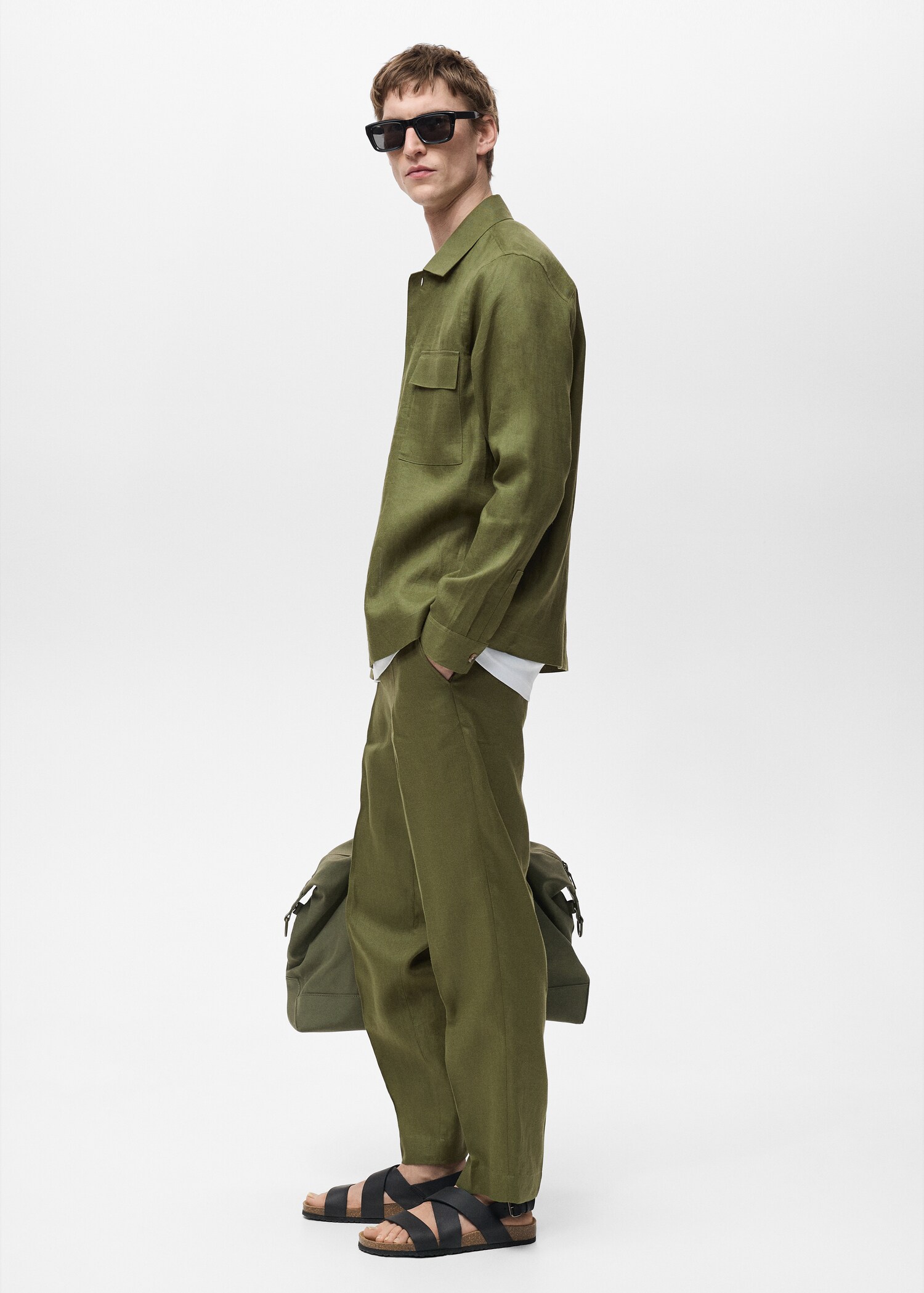 100% linen regular-fit trousers - Details of the article 2
