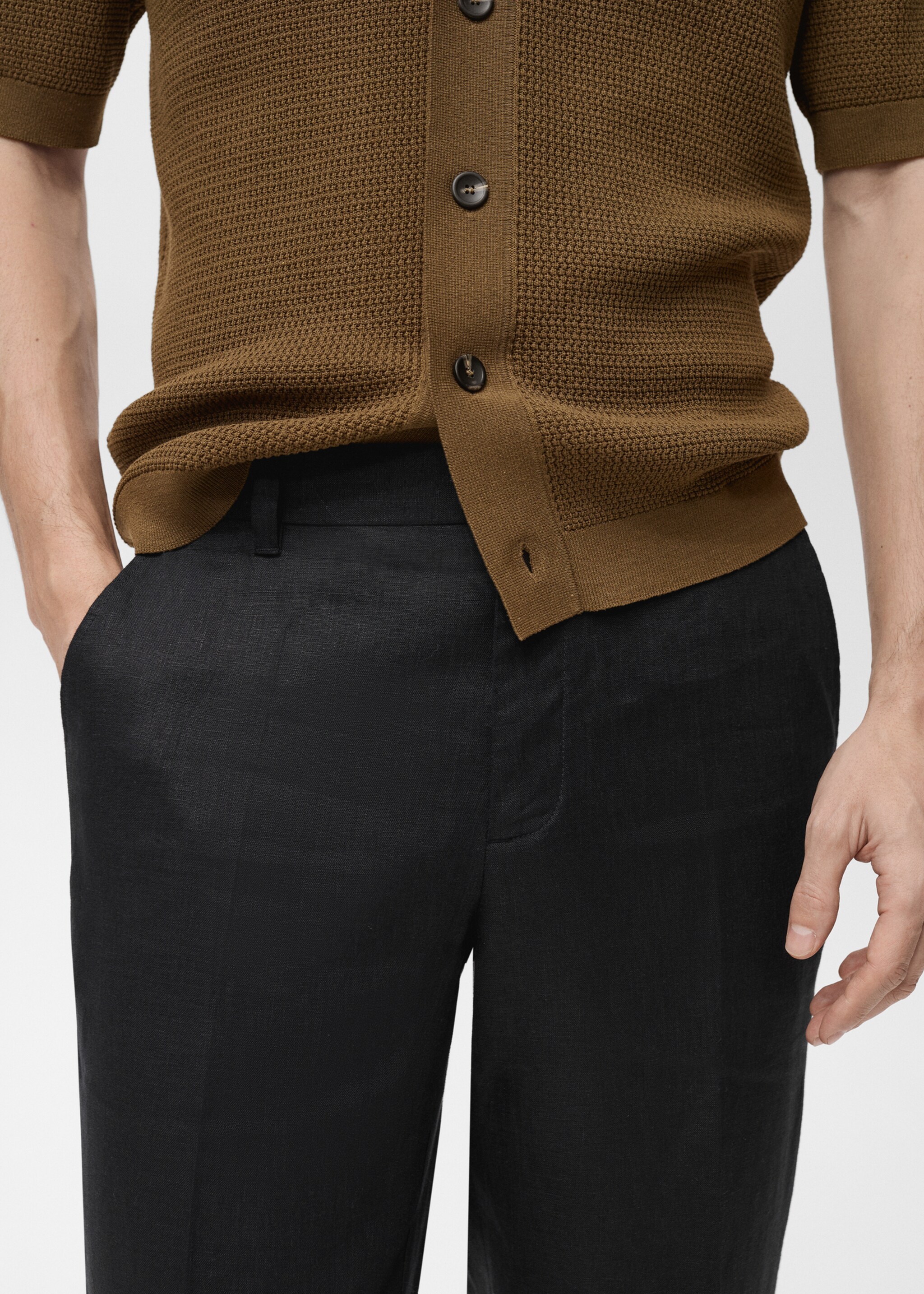 100% linen regular-fit trousers - Details of the article 1