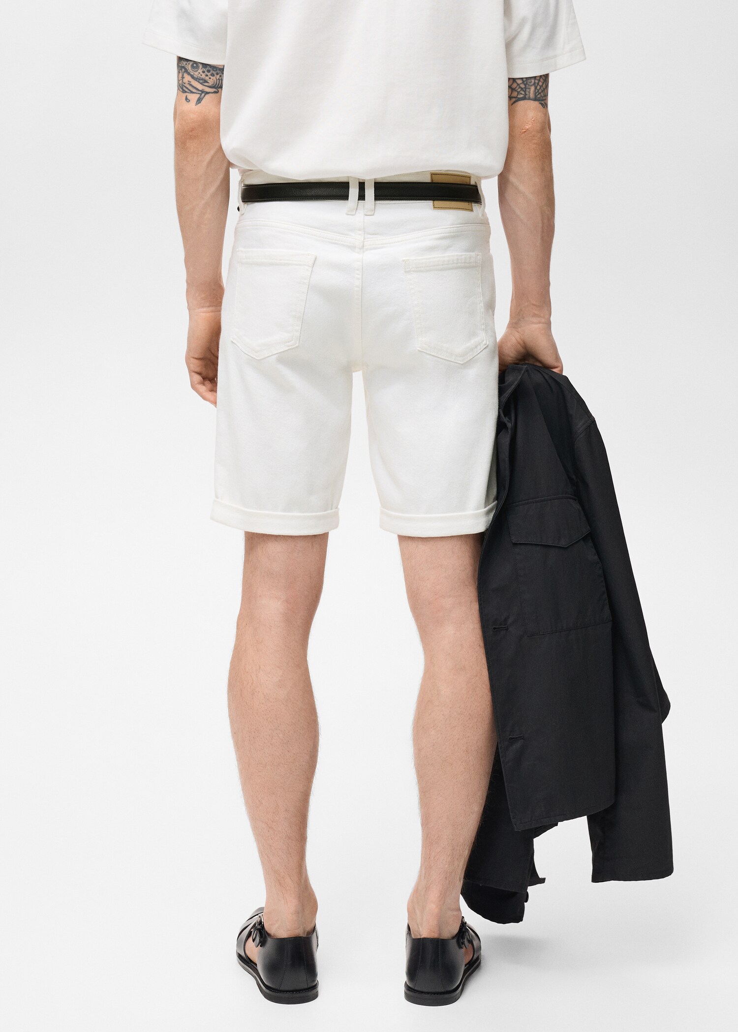 Slim-fit denim bermuda shorts - Reverse of the article