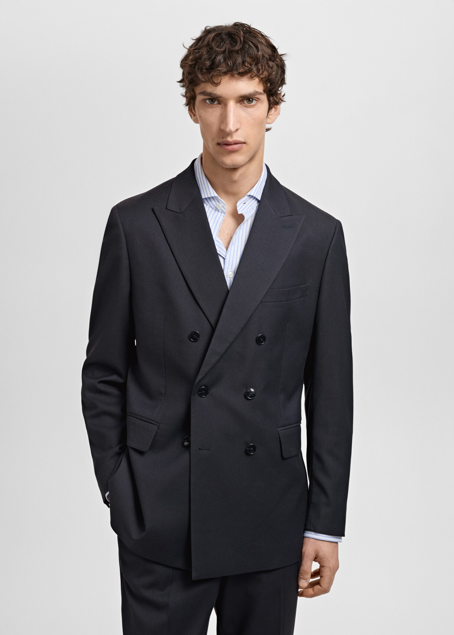 Monaco double-breasted slim-fit suit jacket - Medium plane