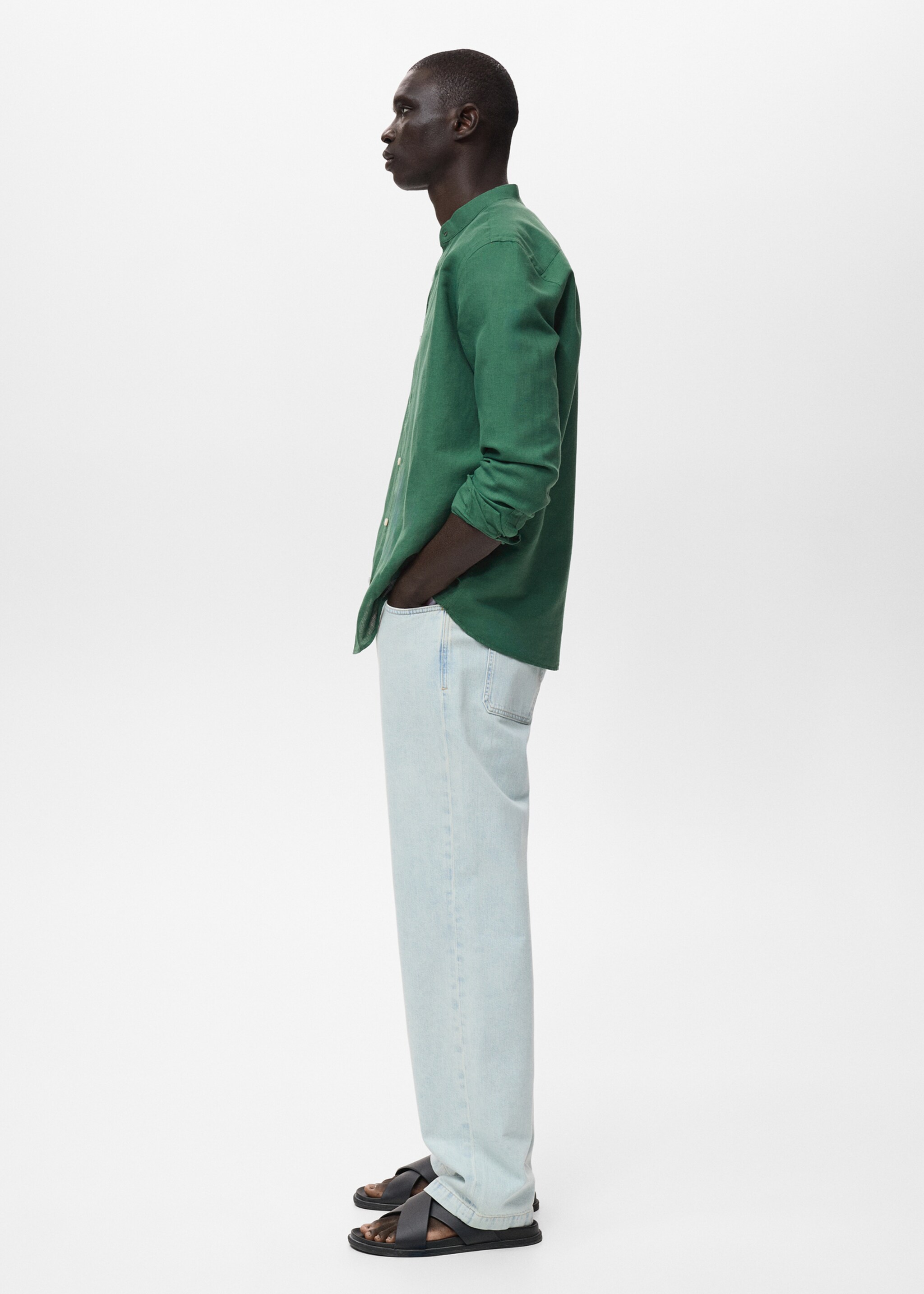 Mao collar linen shirt - Details of the article 2