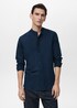 Mango Camisa lino cuello mao