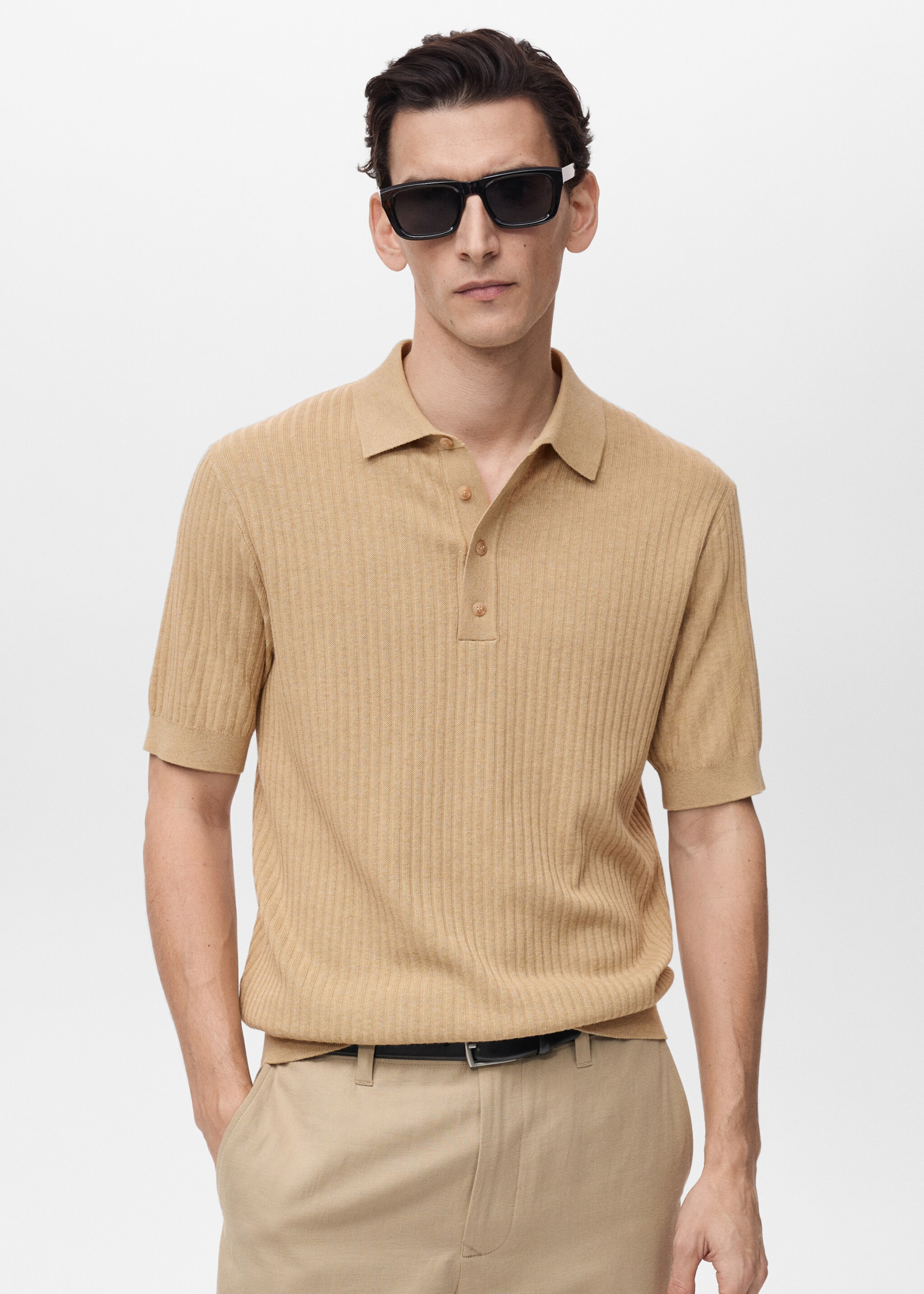 Rib-knit cotton-blend polo shirt - Medium plane