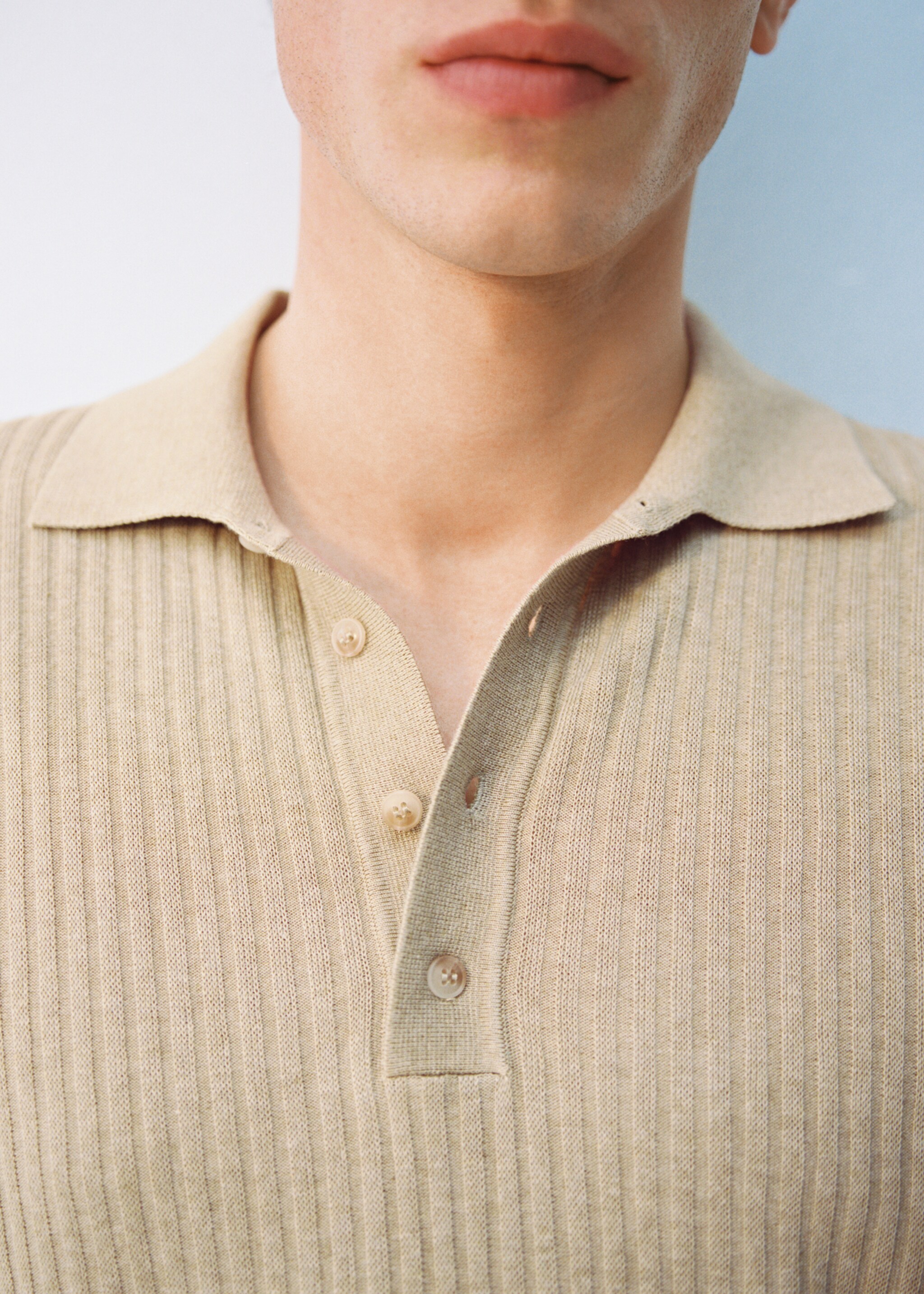 Rib-knit cotton-blend polo shirt - Details of the article 3
