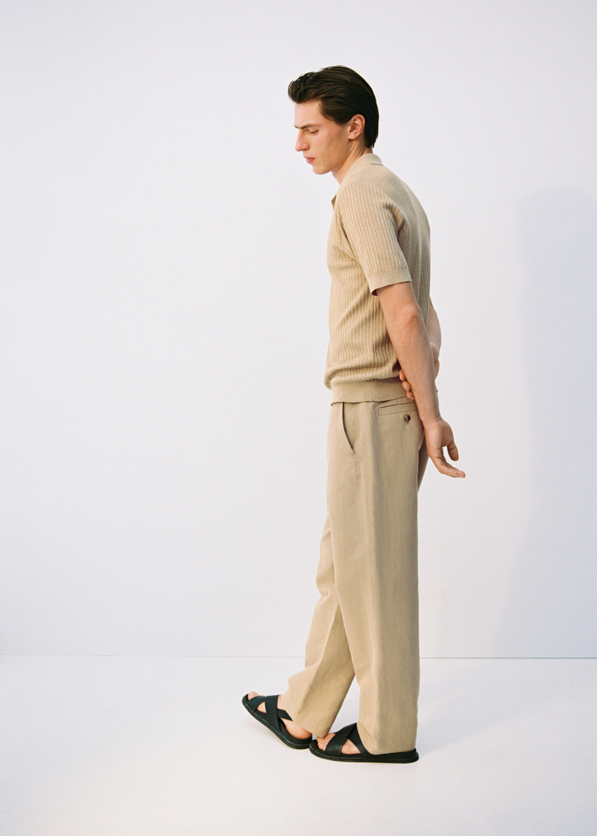Rib-knit cotton-blend polo shirt - Details of the article 5