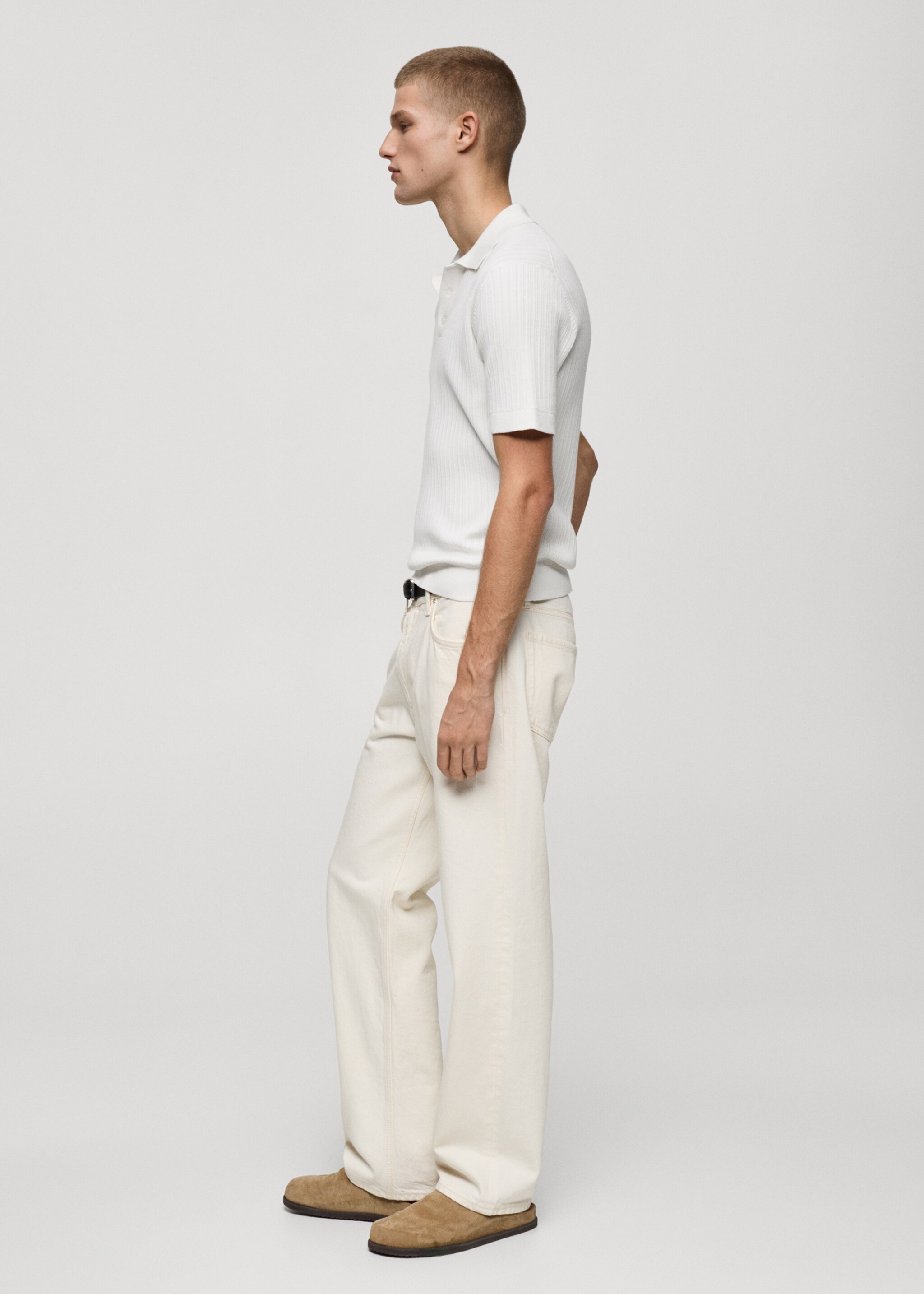 Fine-knit ribbed cotton polo shirt - Details of the article 2