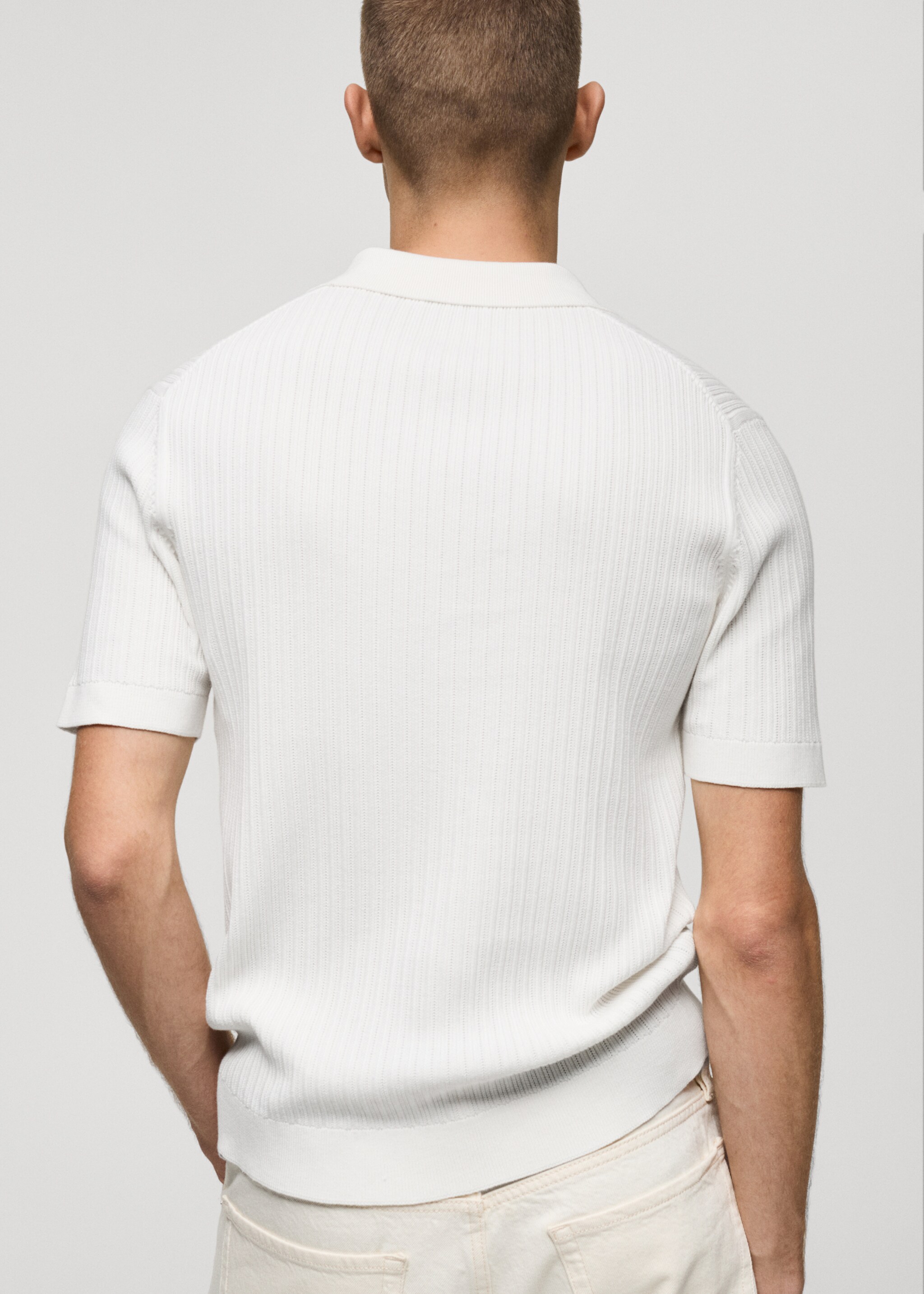 Fine-knit ribbed cotton polo shirt - Reverse of the article