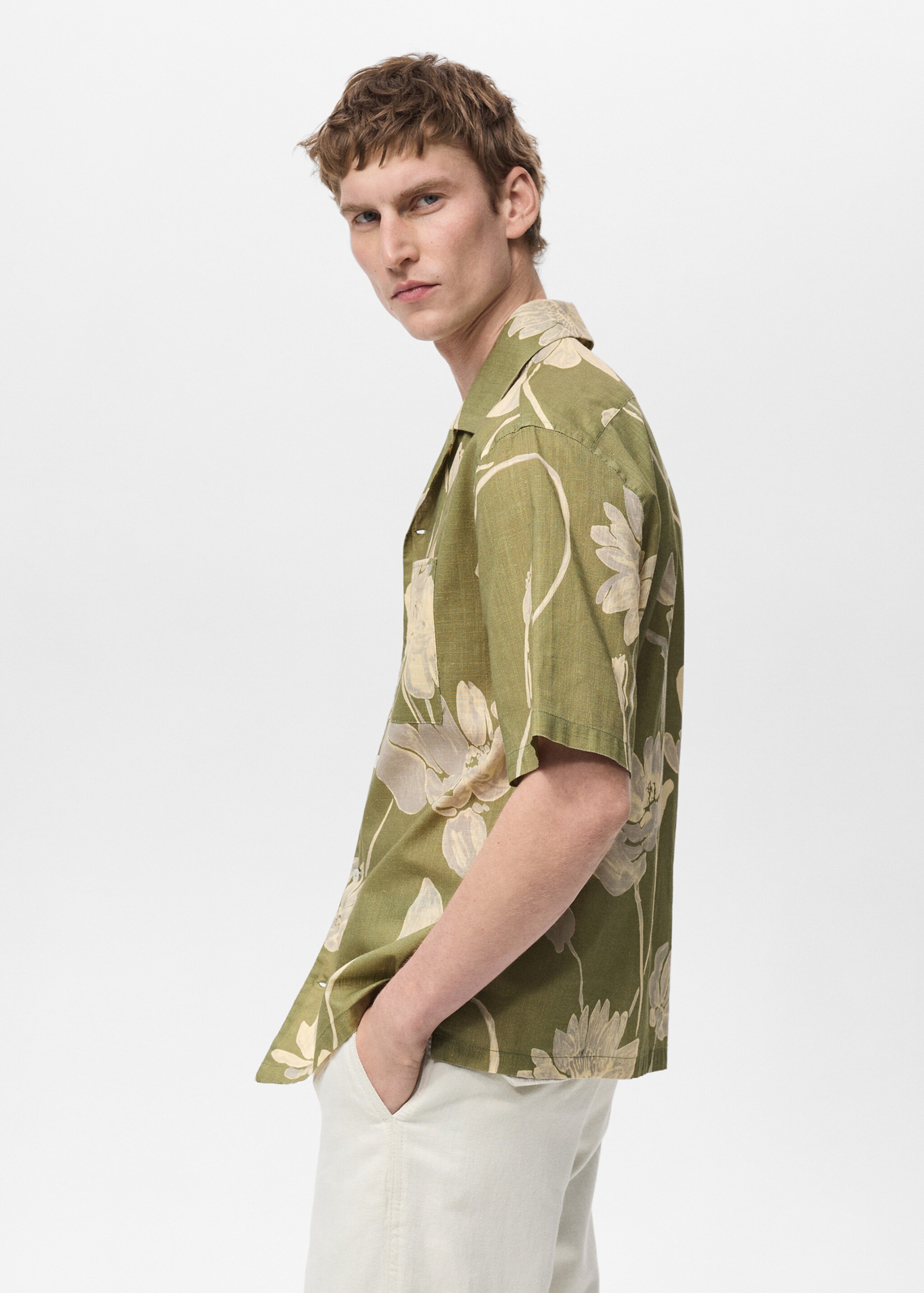Floral-print cotton shirt - Details of the article 2