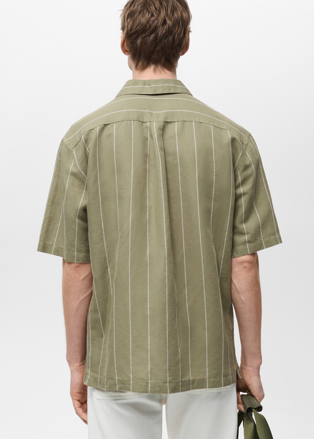 Linen bowling shirt with pinstripes - Men | MANGO USA