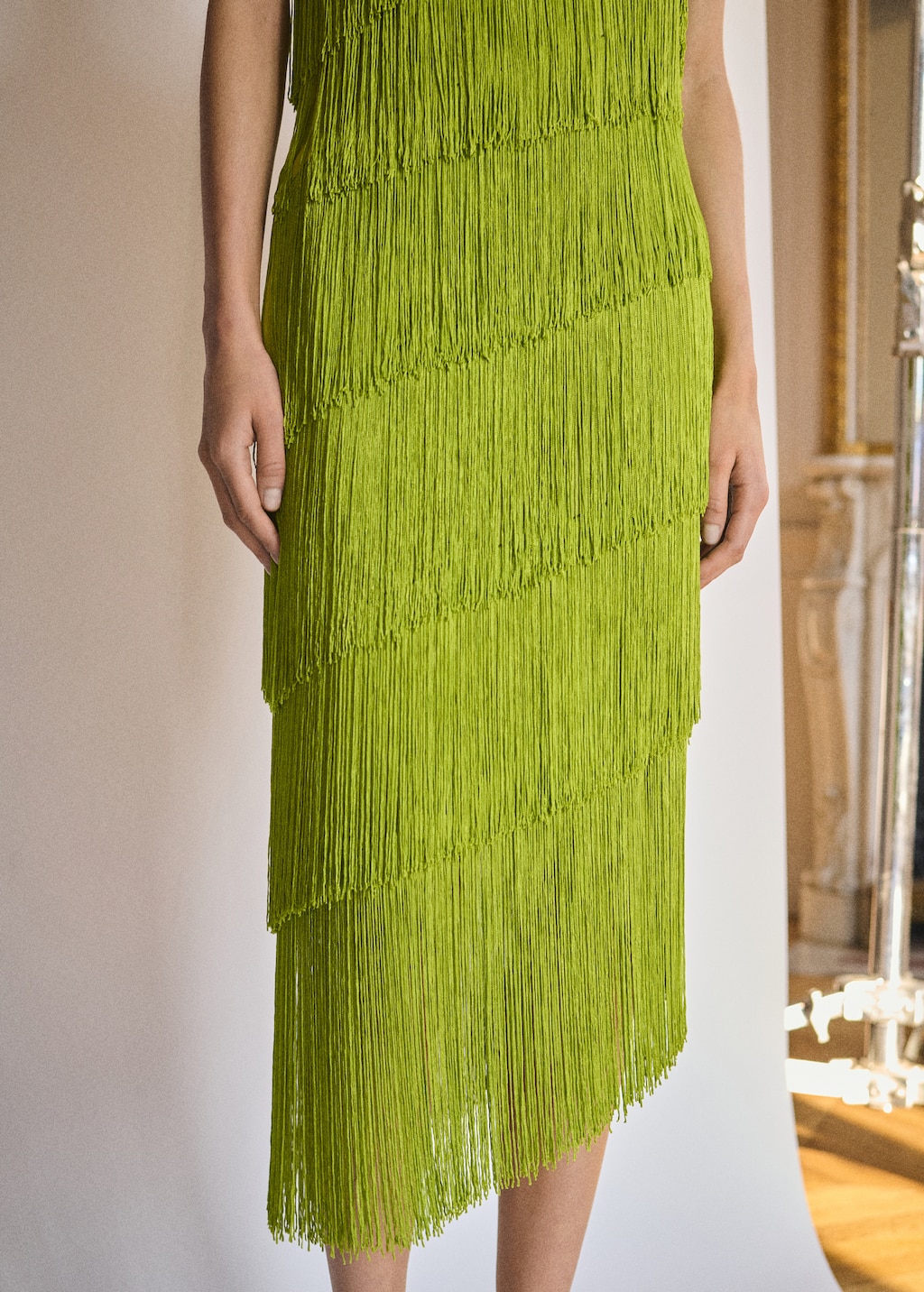 Asymmetrical fringed midi-dress - Women | MANGO USA