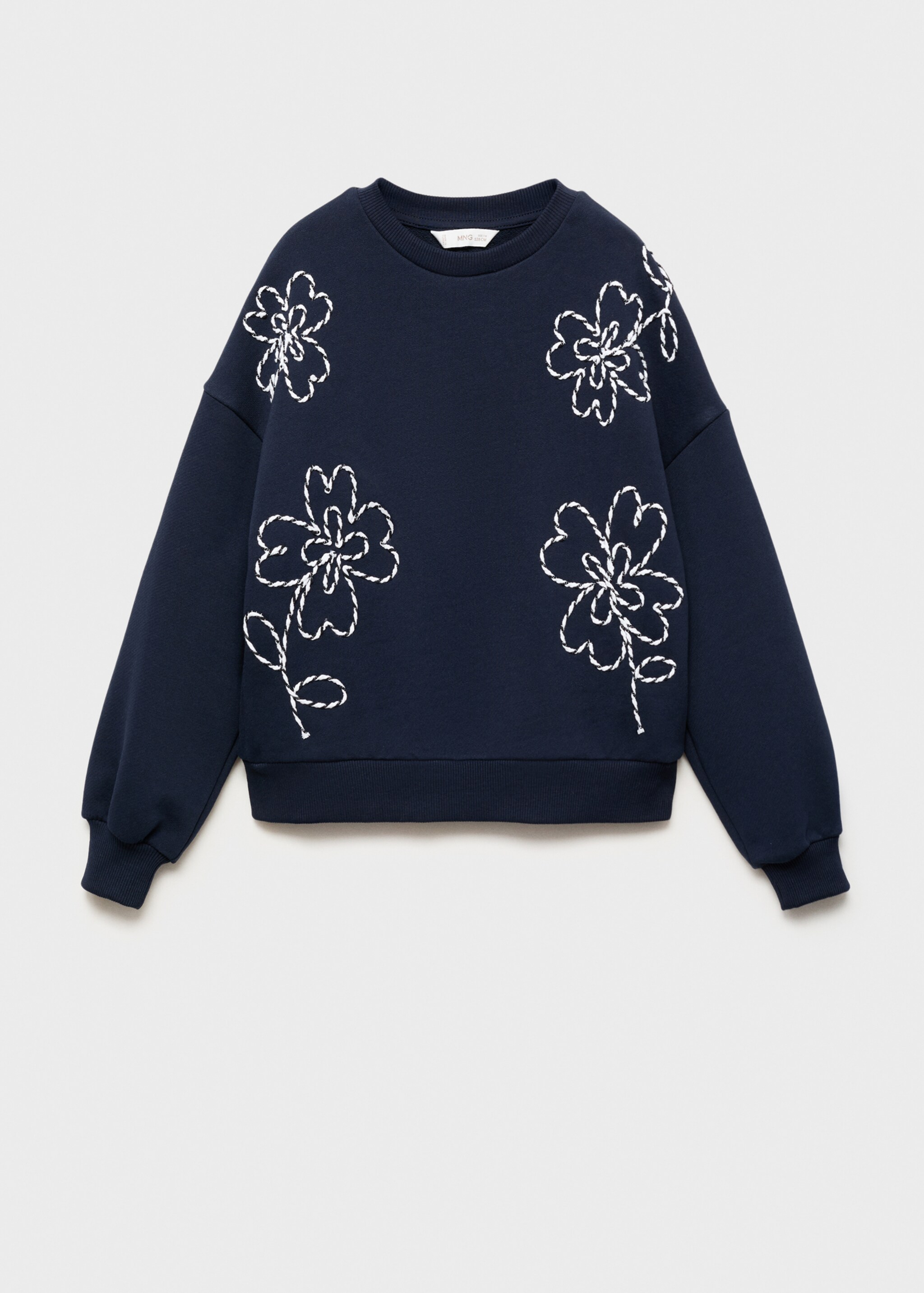 Sweatshirt bomull med broderade blommor - Artikel utan modell