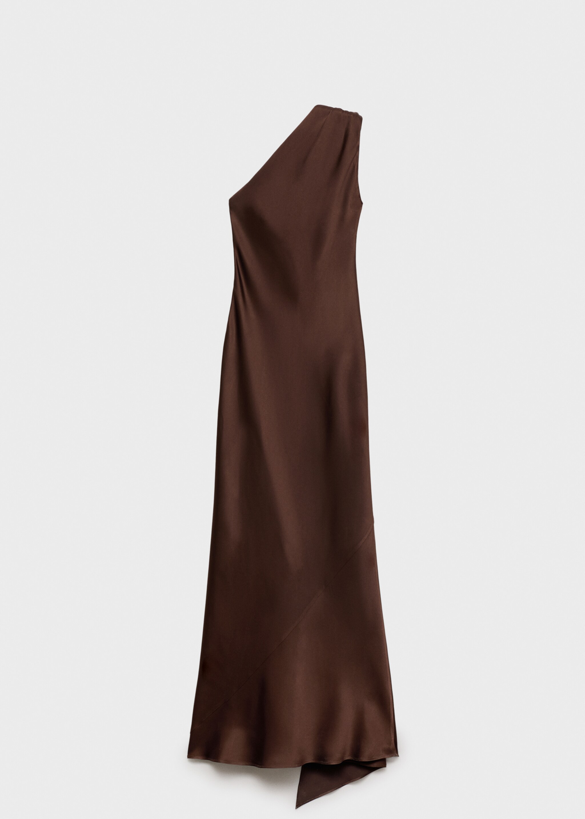 Asymmetrical bow-neck dress - Article without model, Brown. Ref: 87035994-00.