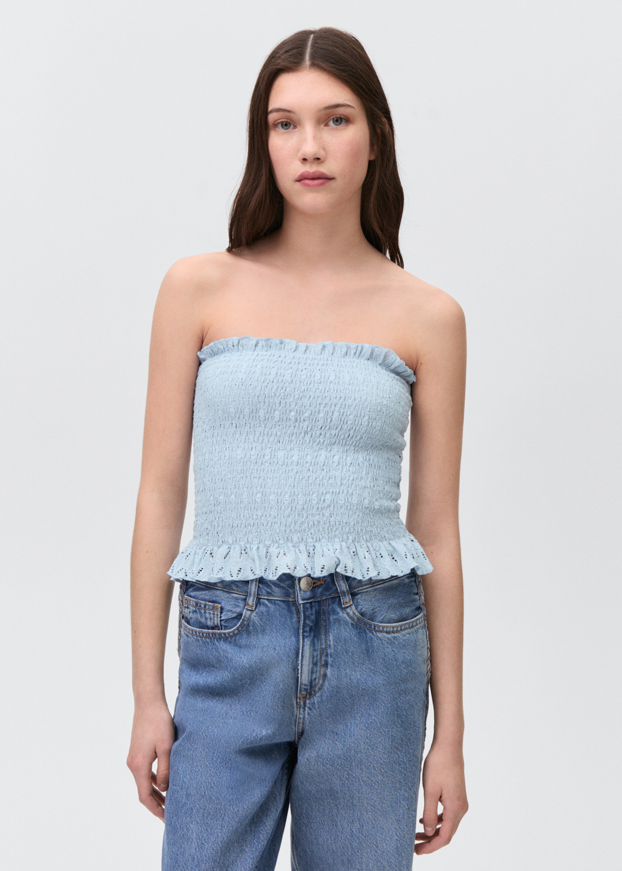 Ruched strapless top - Medium plane