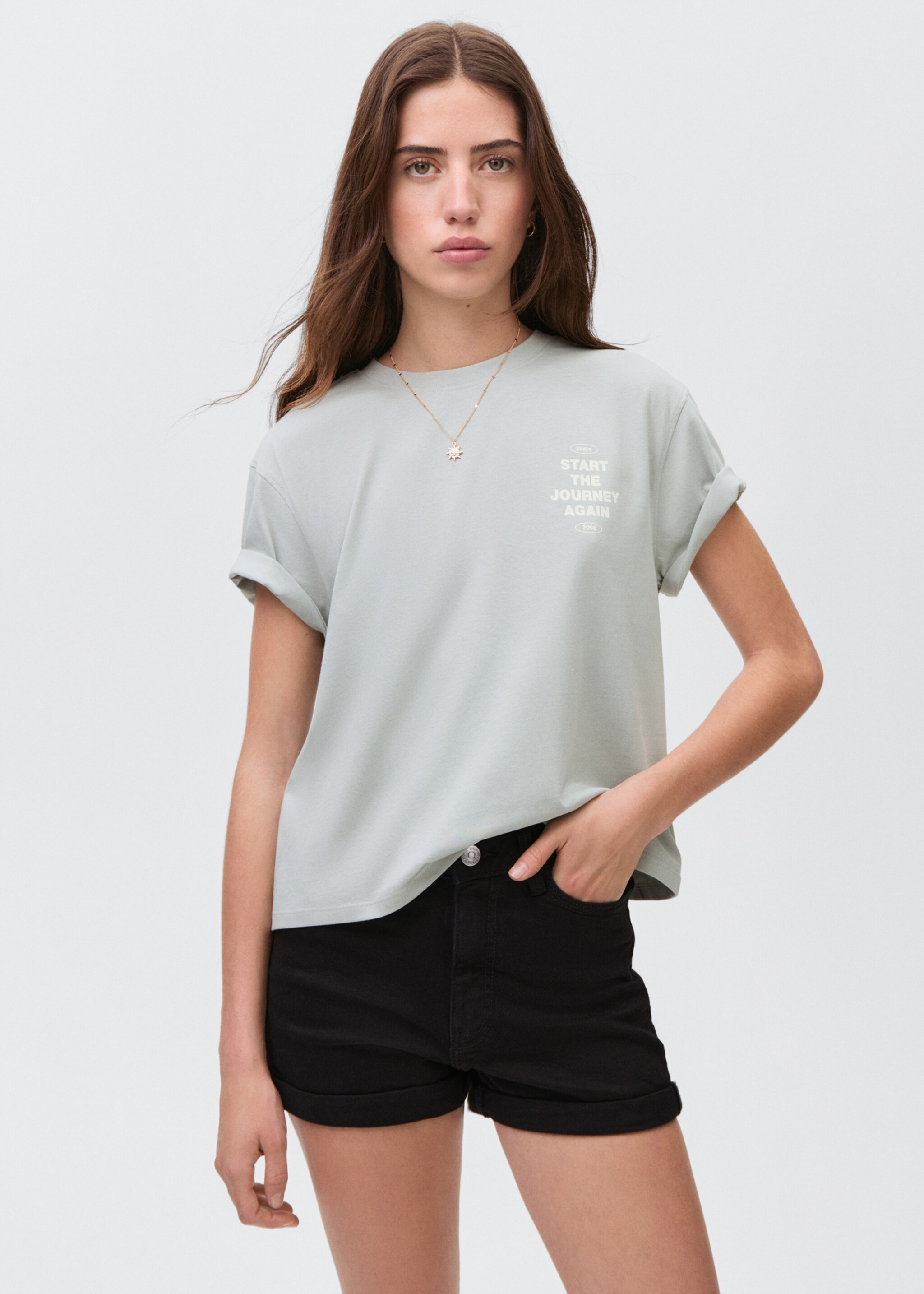 Straight-fit denim shorts - Medium plane